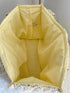 Quilted Tote Bag Yellow Ditsy with ribbon Closure Handmade