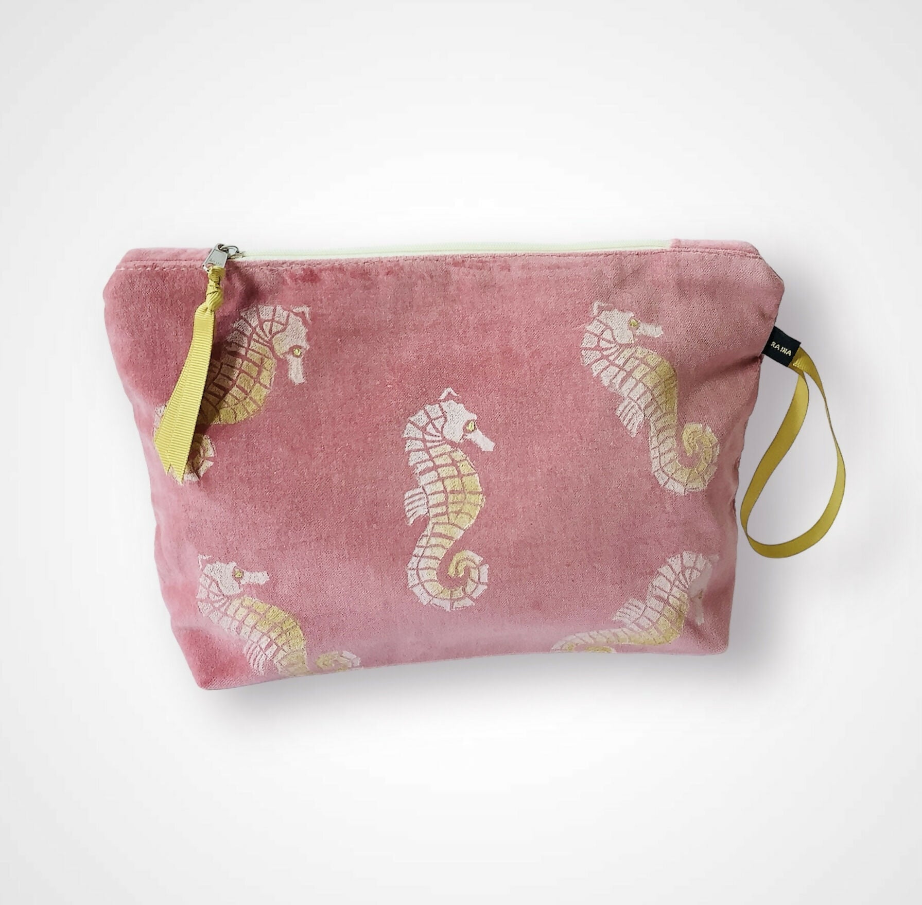 Dusty Pink Seahorses Makeup Bag