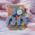 Blue and Pink Marbled Scalloped Polymer Clay Earrings