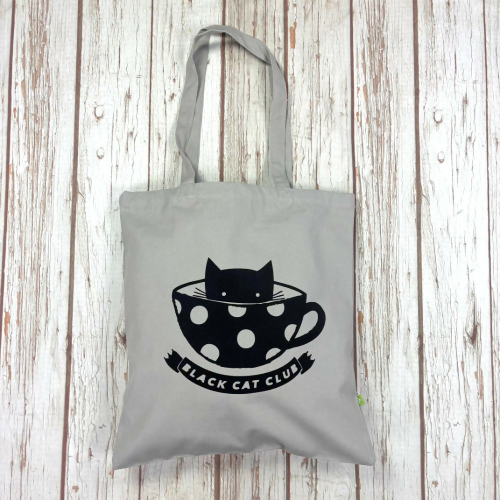 Black Cat Club Thick Organic Cotton Tote Bag