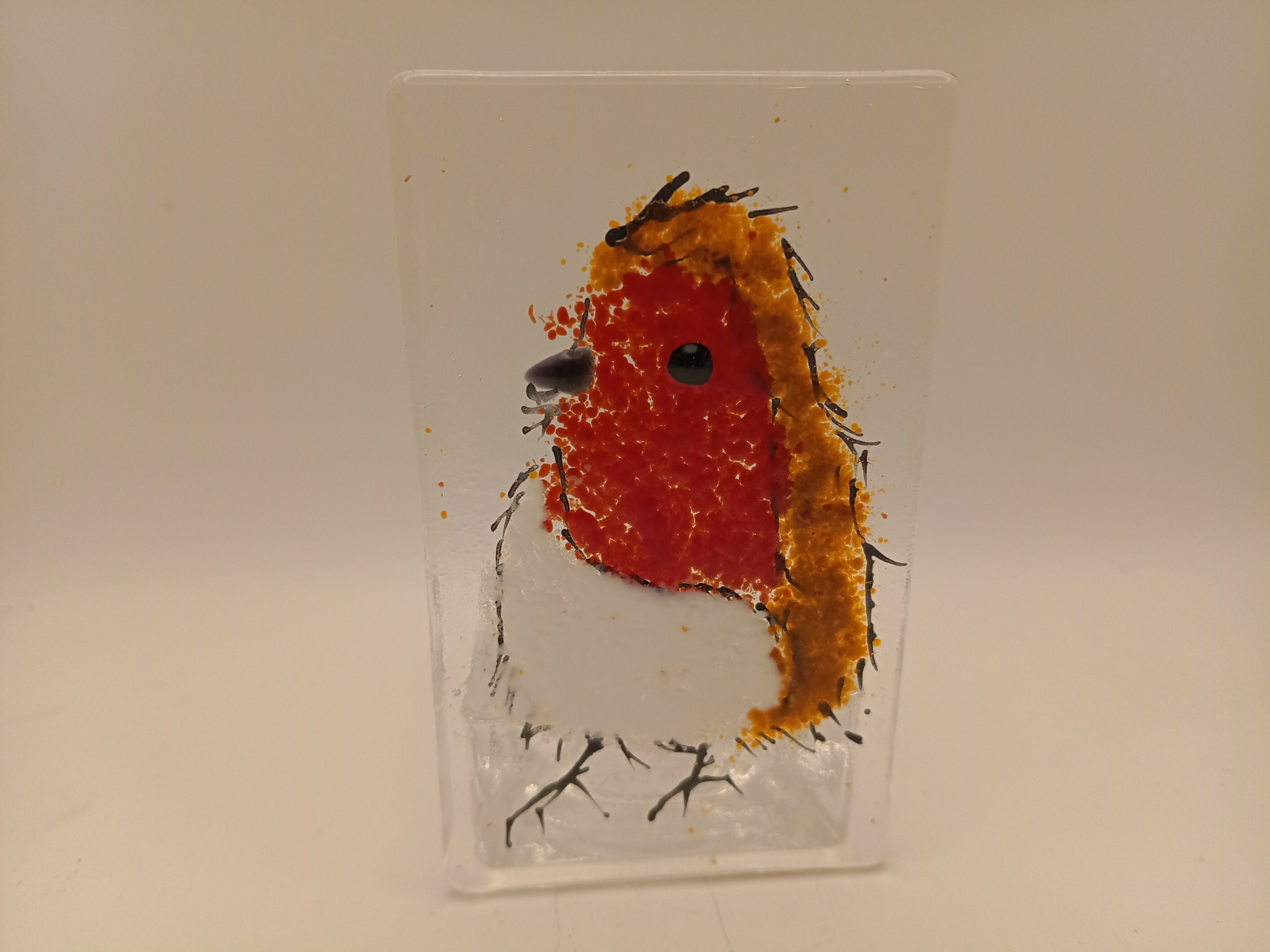 Fused Glass Robin Tealight
