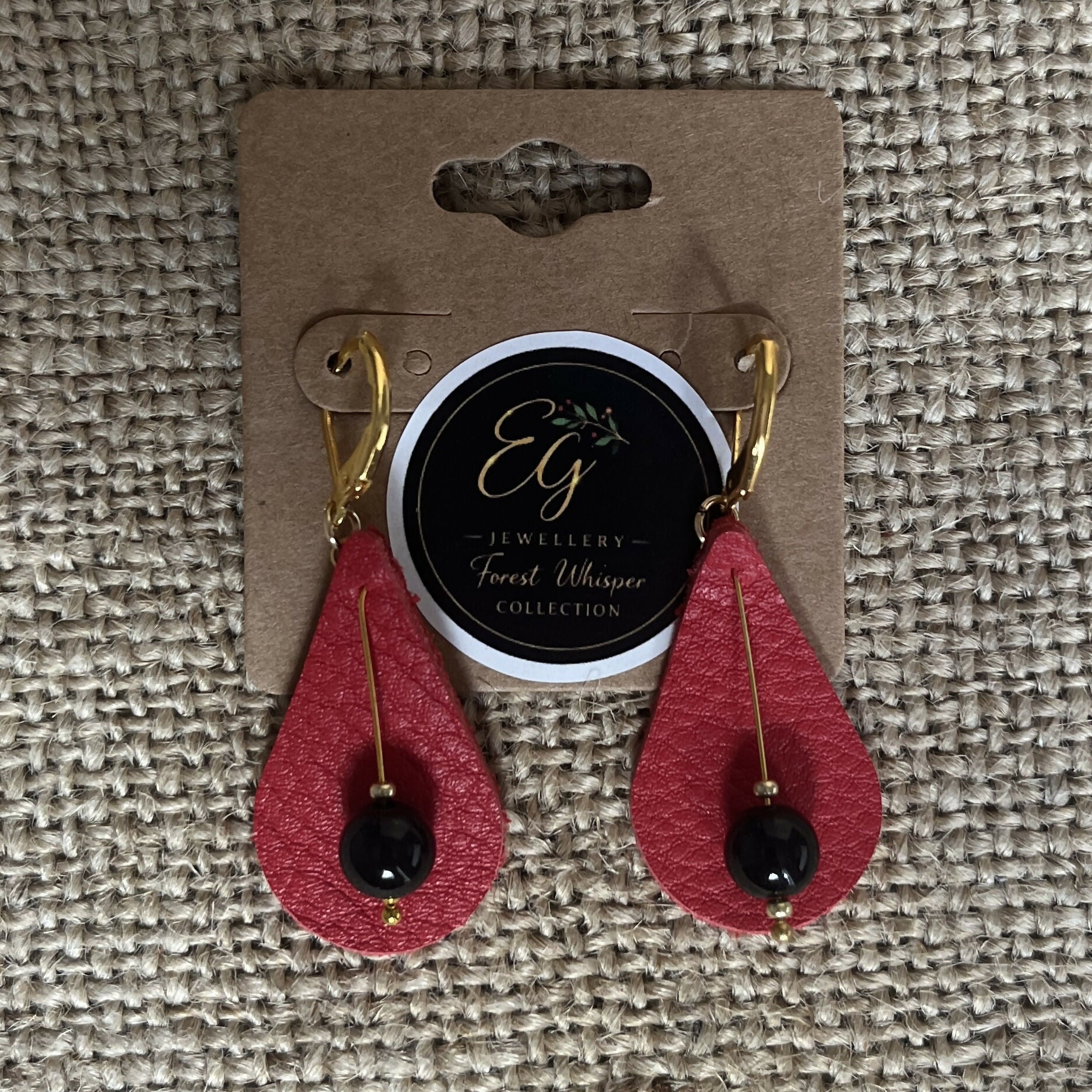 Midnight Cherry Leather Earrings