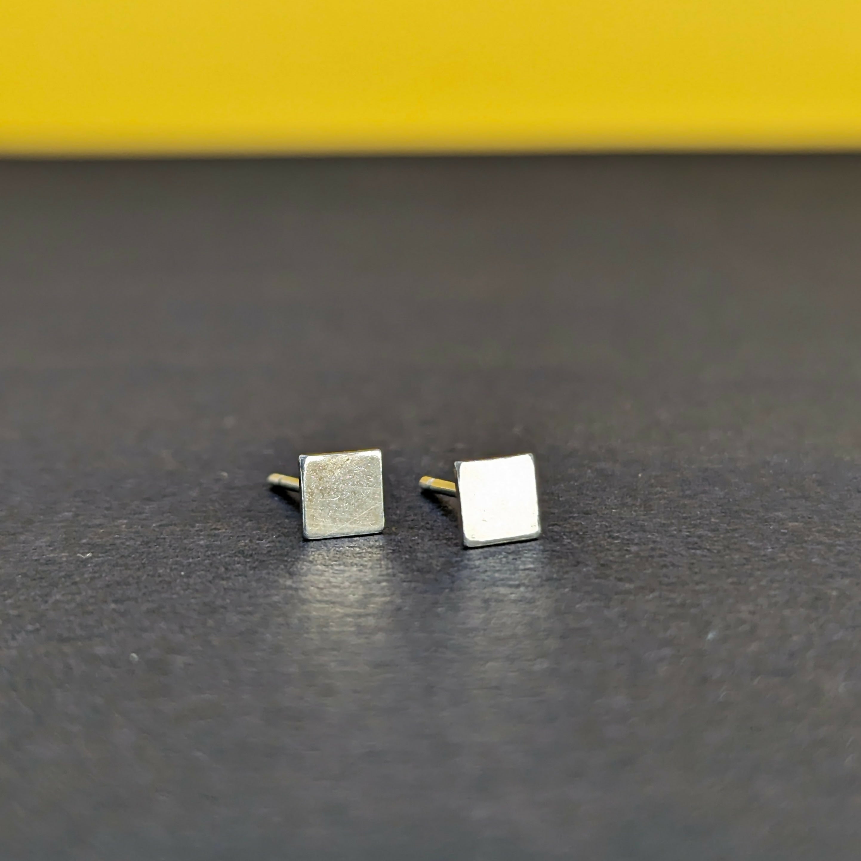 'Equal' Sterling Silver Tiny Square Stud Earring