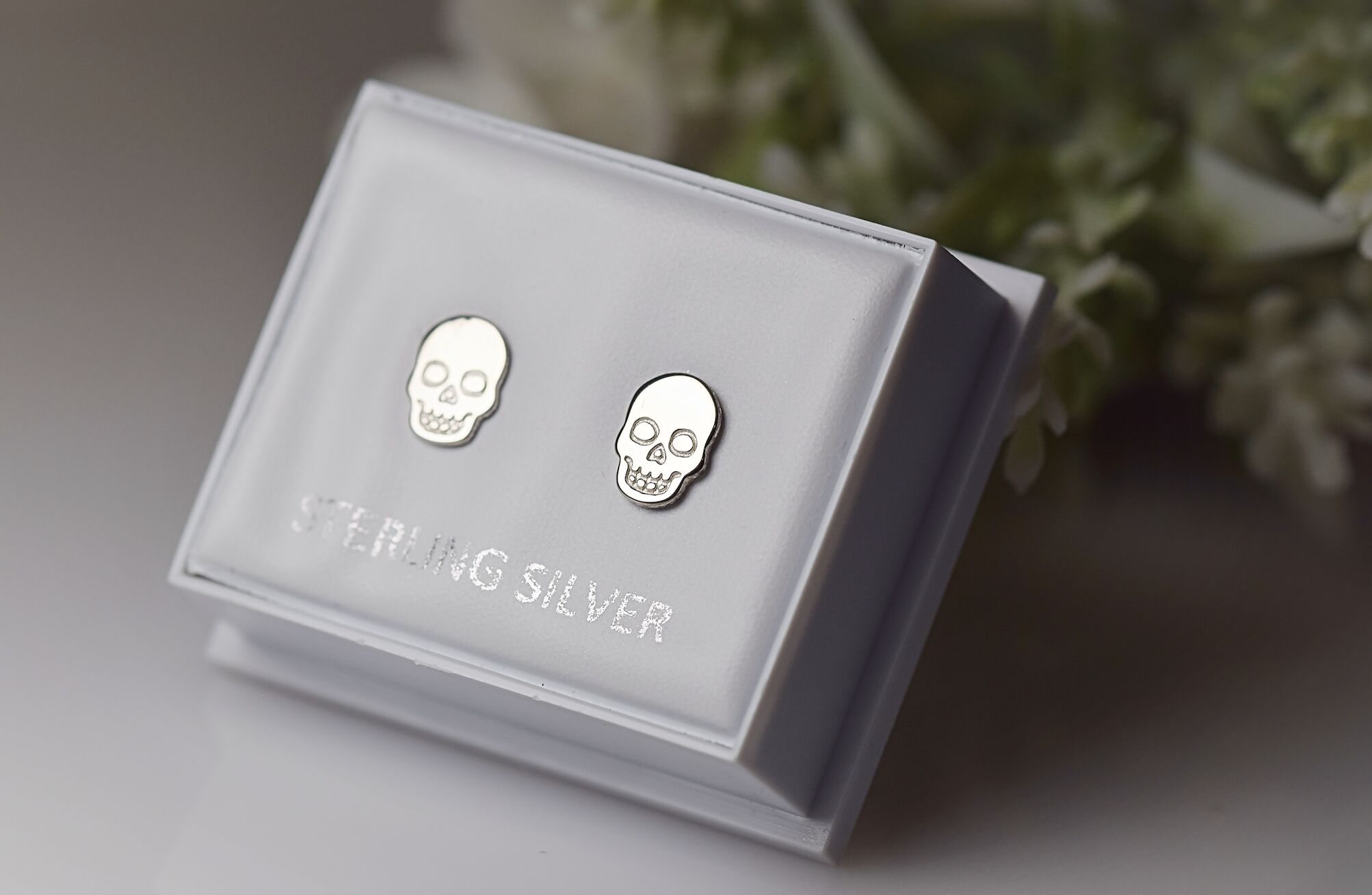 Sterling Silver Skull Earrings