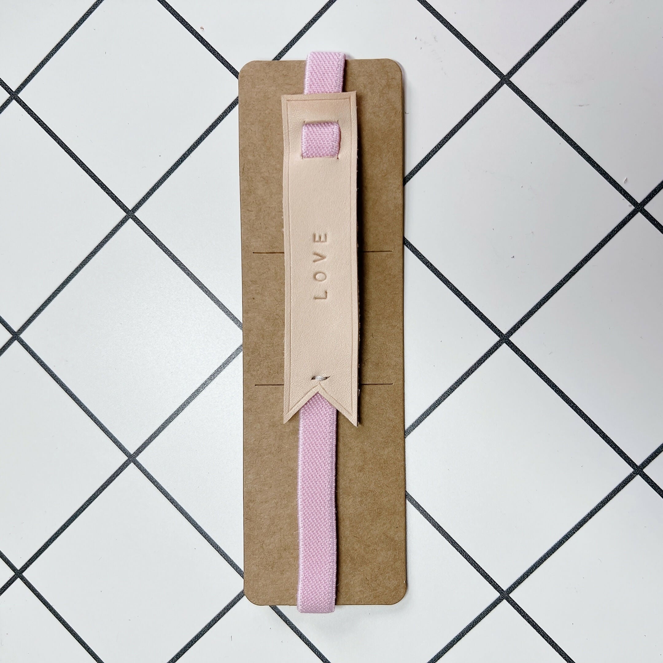 Rubber Strap Leather Elastic Bookmark - LOVE