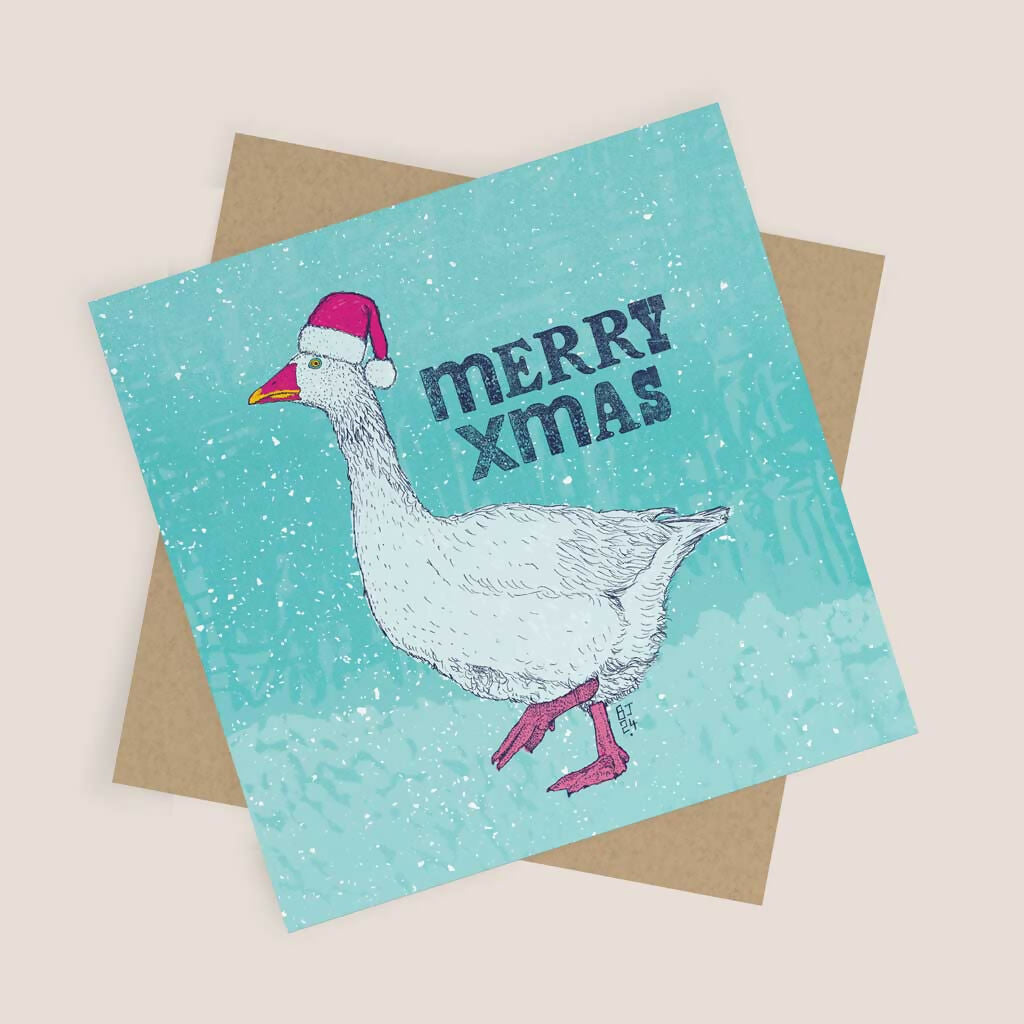 Christmas Goose Greeting Card – Merry Xmas Design