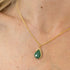 Green Jade Faceted Teardop Charm Necklace on a Gold Plated Chain