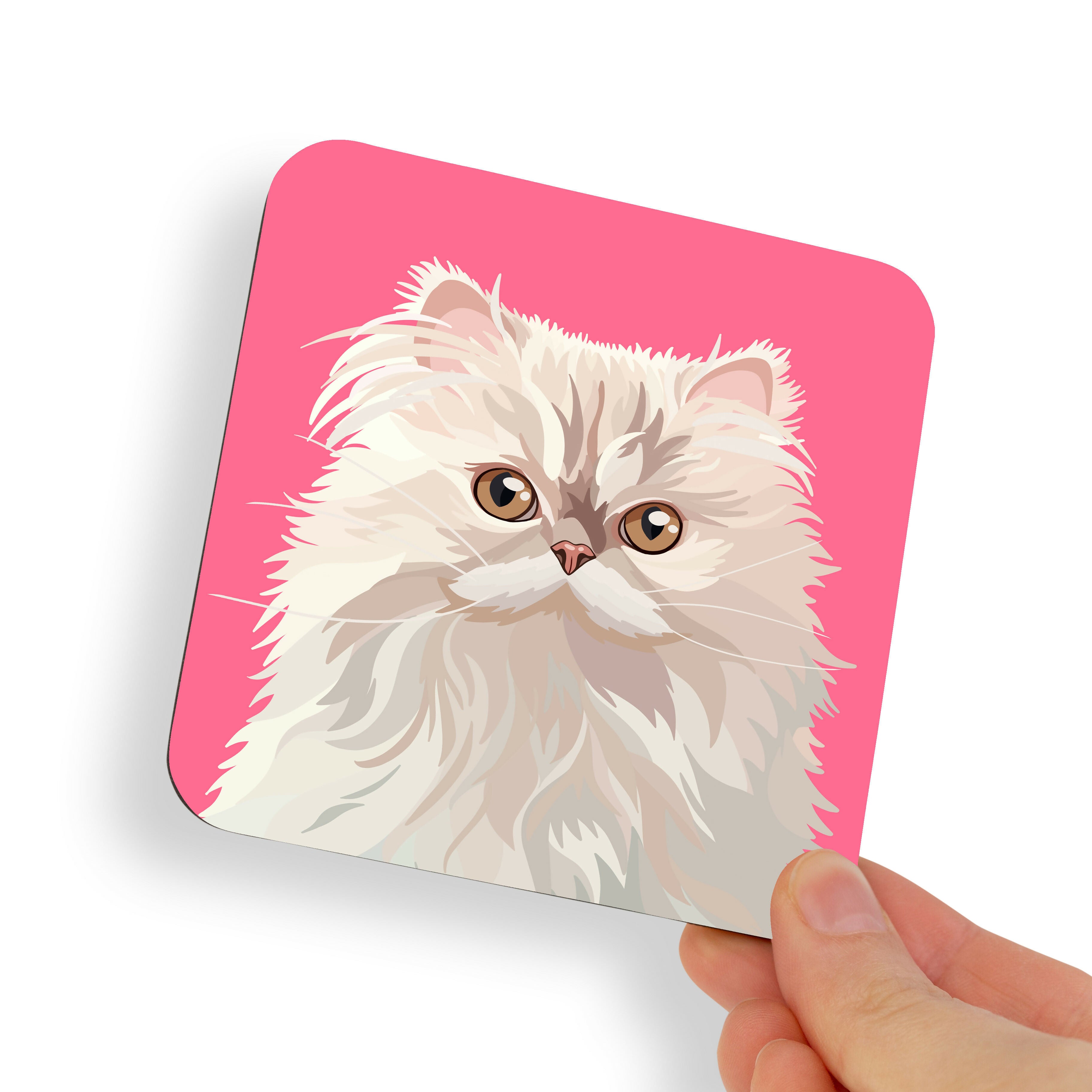 White Persian Cat Coaster