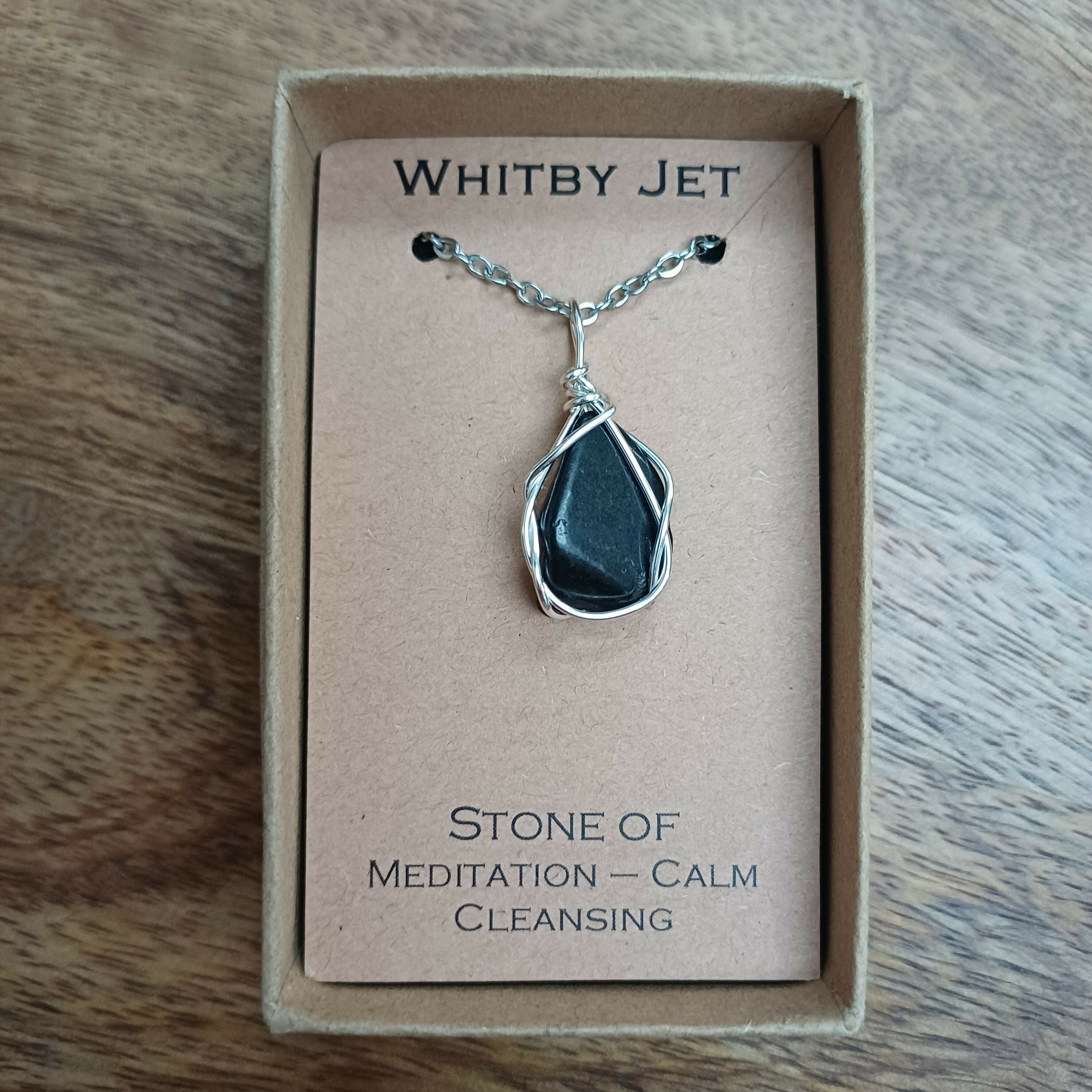 Whitby Jet Wire Wrapped Pendant