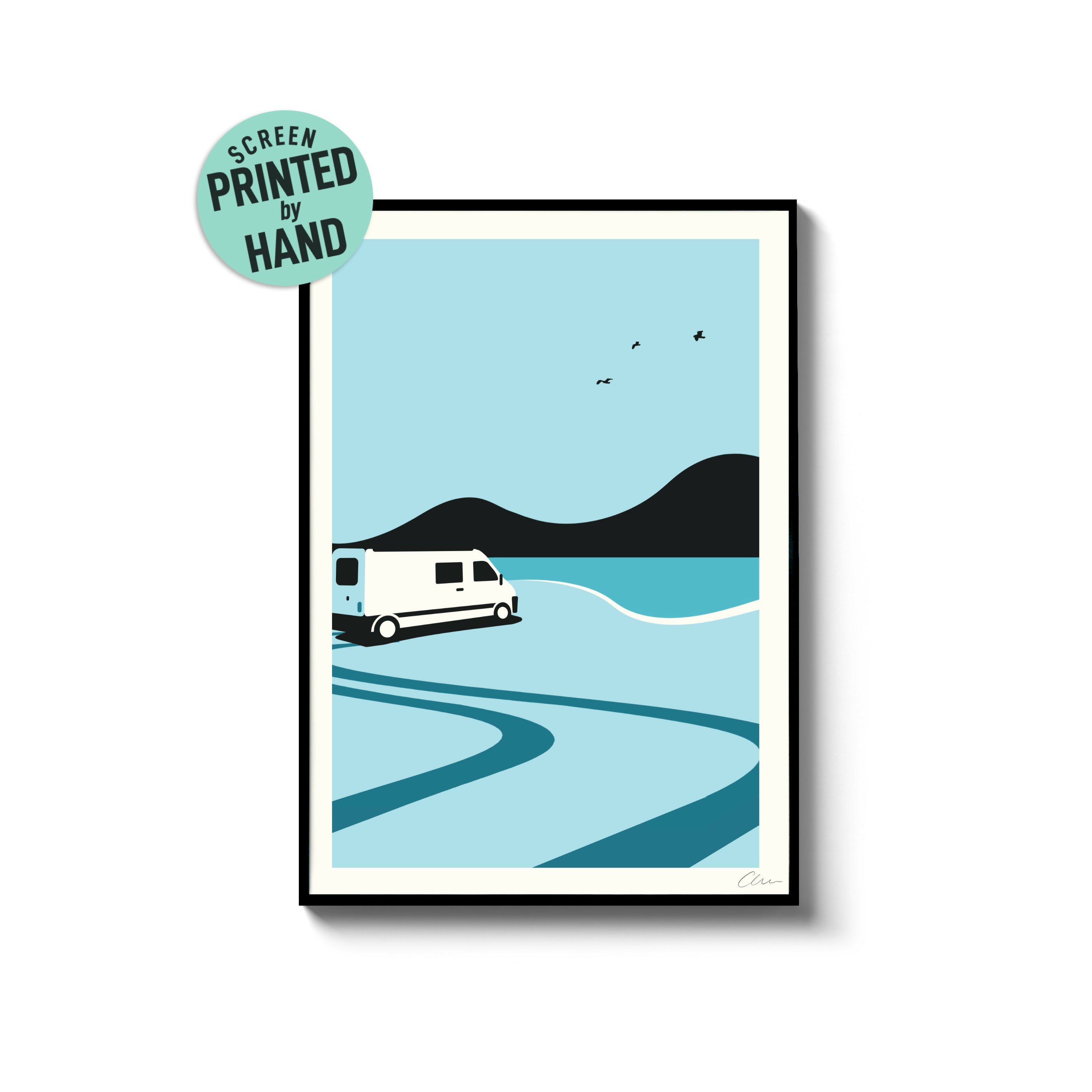 Campervan (Blue), A4 Print