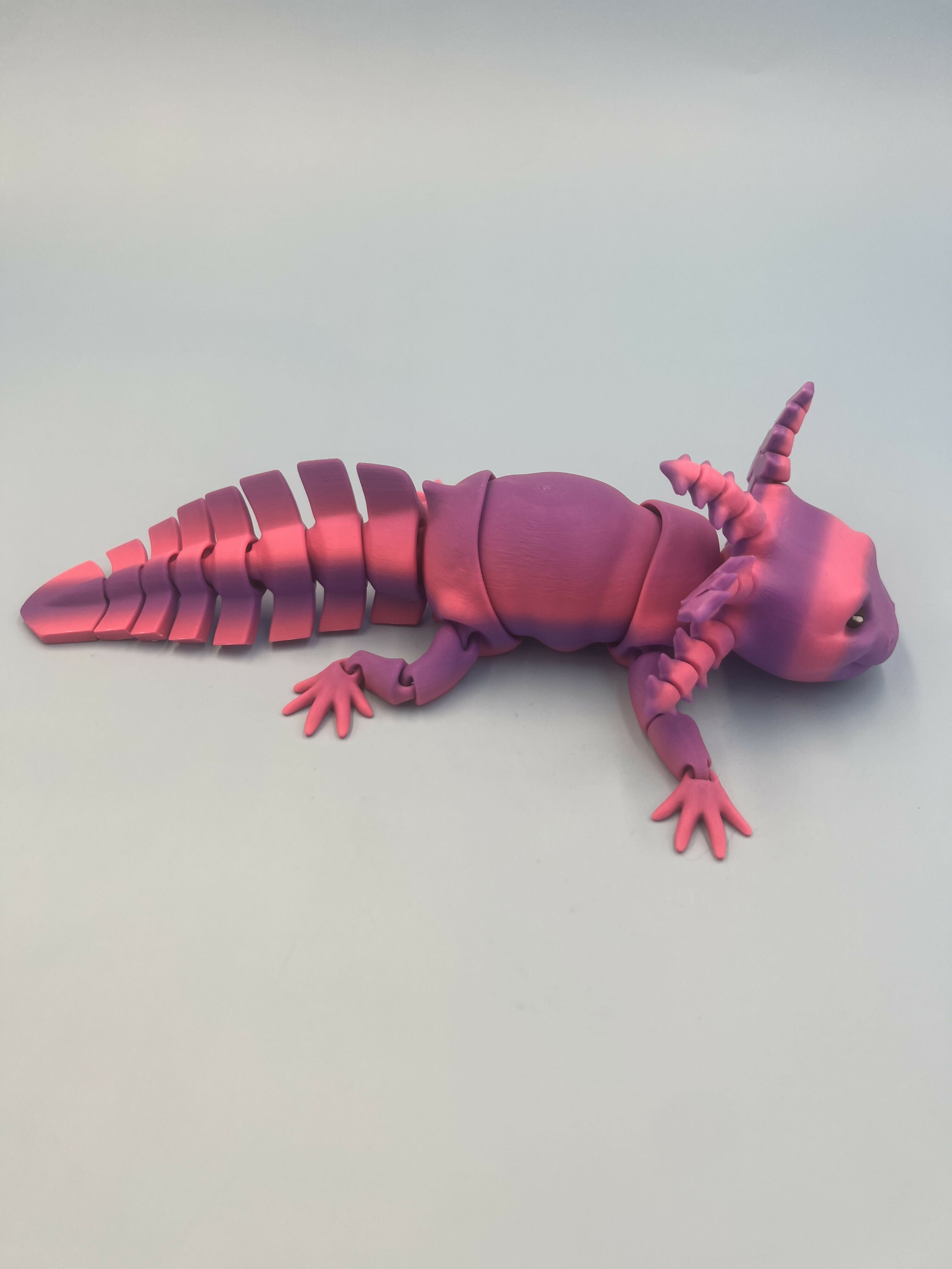 3D Printed LARGE: Articulated Sensory Fidget Animals friend Axolotl (PINK / PURPLE ) 25cm