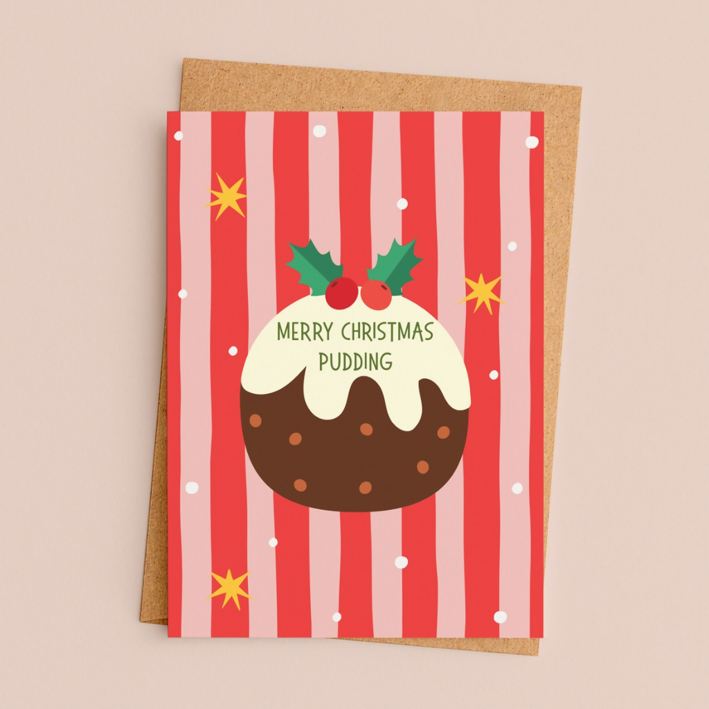 Merry Christmas Pudding Greeting Card