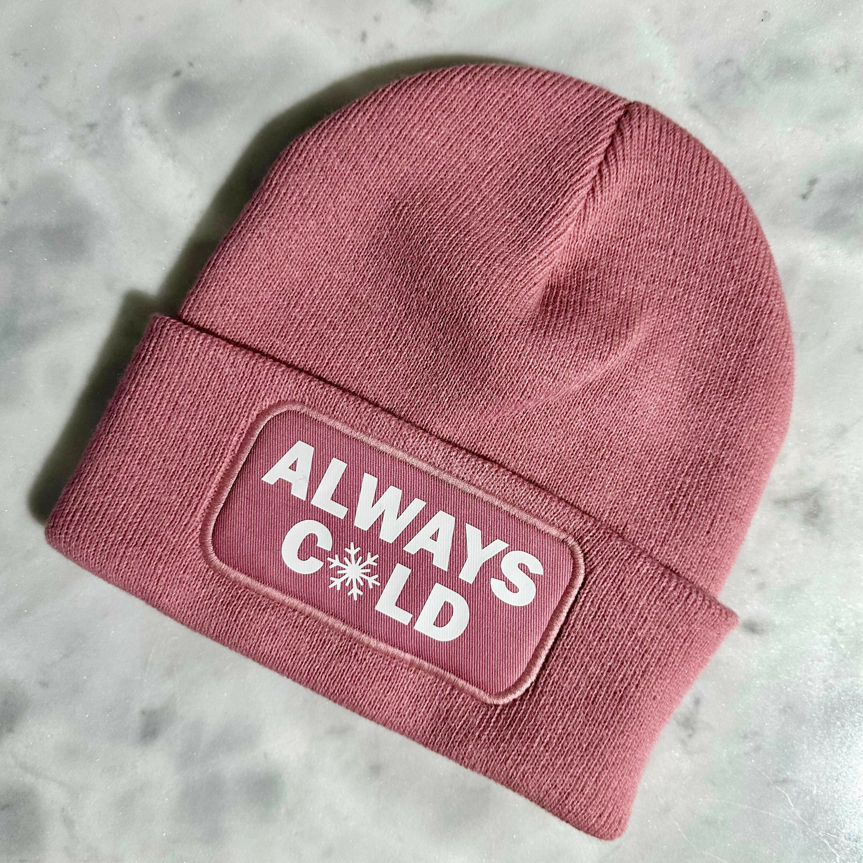 Always Cold Cuffed Rectangular Patch Beanie Hat