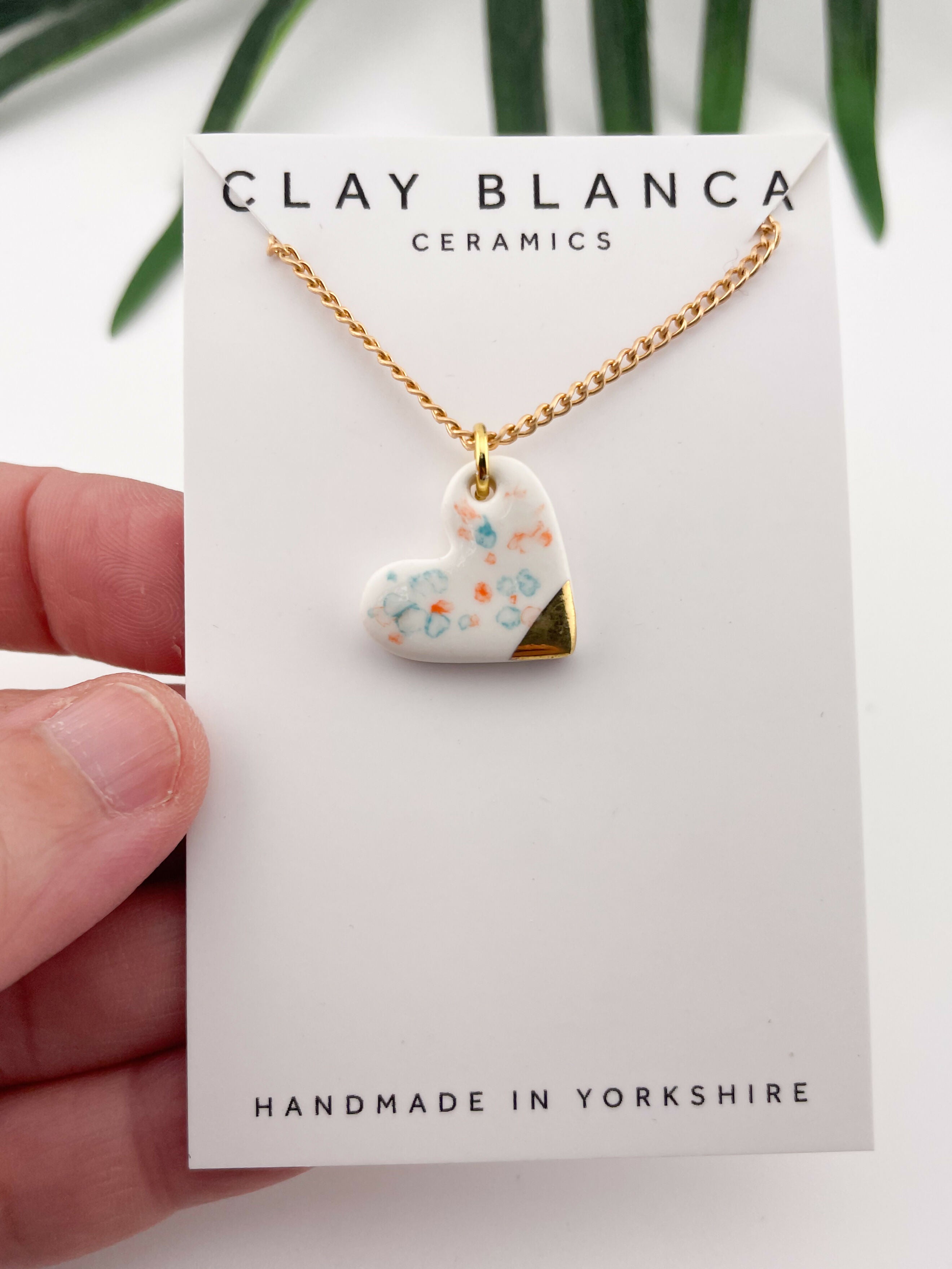 Small Speckled White Heart Necklace