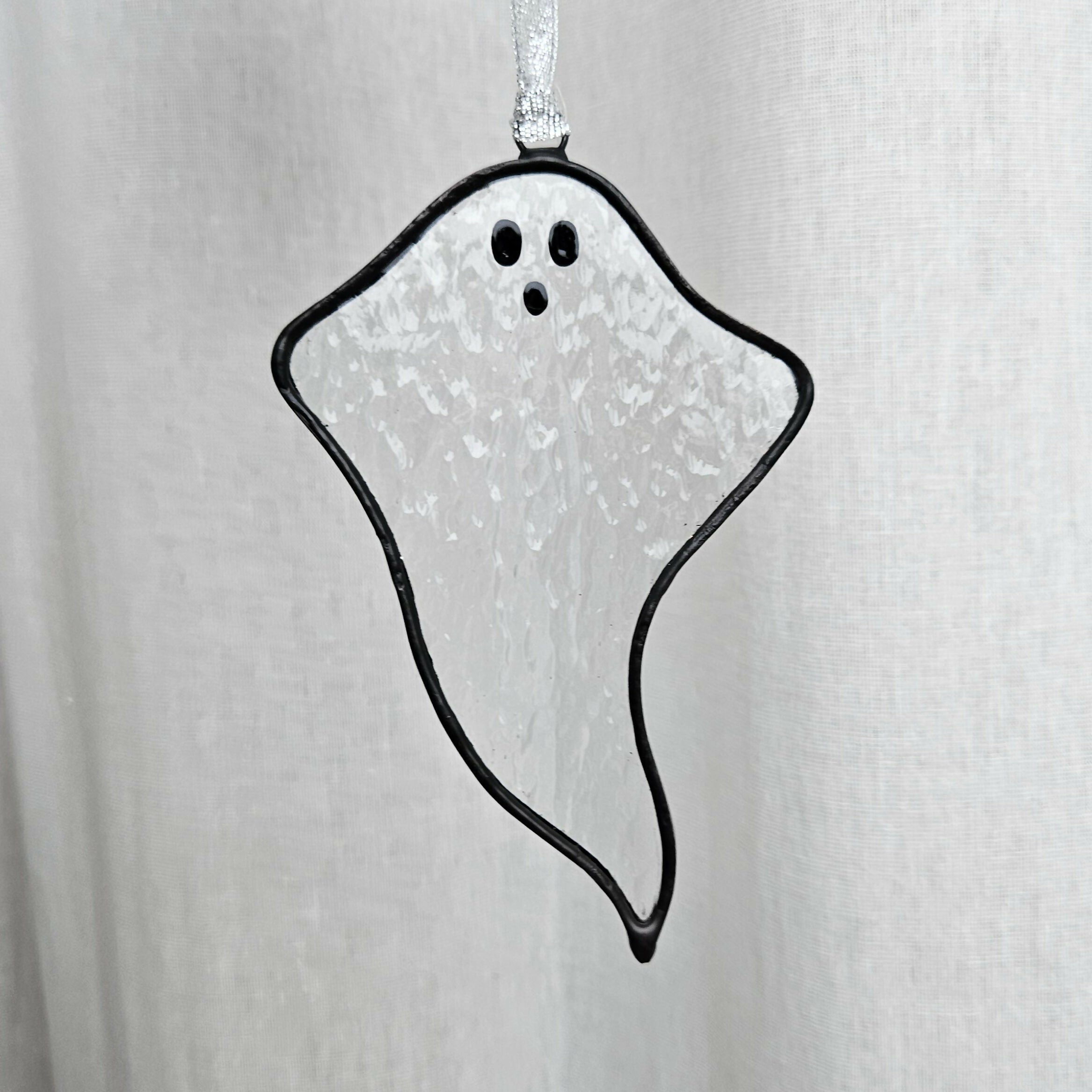 Clear Small Hammered Ghost Stained Glass Decoration