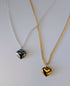 Chunky Gold 3D Heart Charm Necklace on a Flat Gold Plated Chain