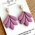 Minimal Leaf Earrings with Clear Glass Cubic Zirconia Studs/ Art Deco Polymer Clay Earrings / Handmade Clay Jewellery