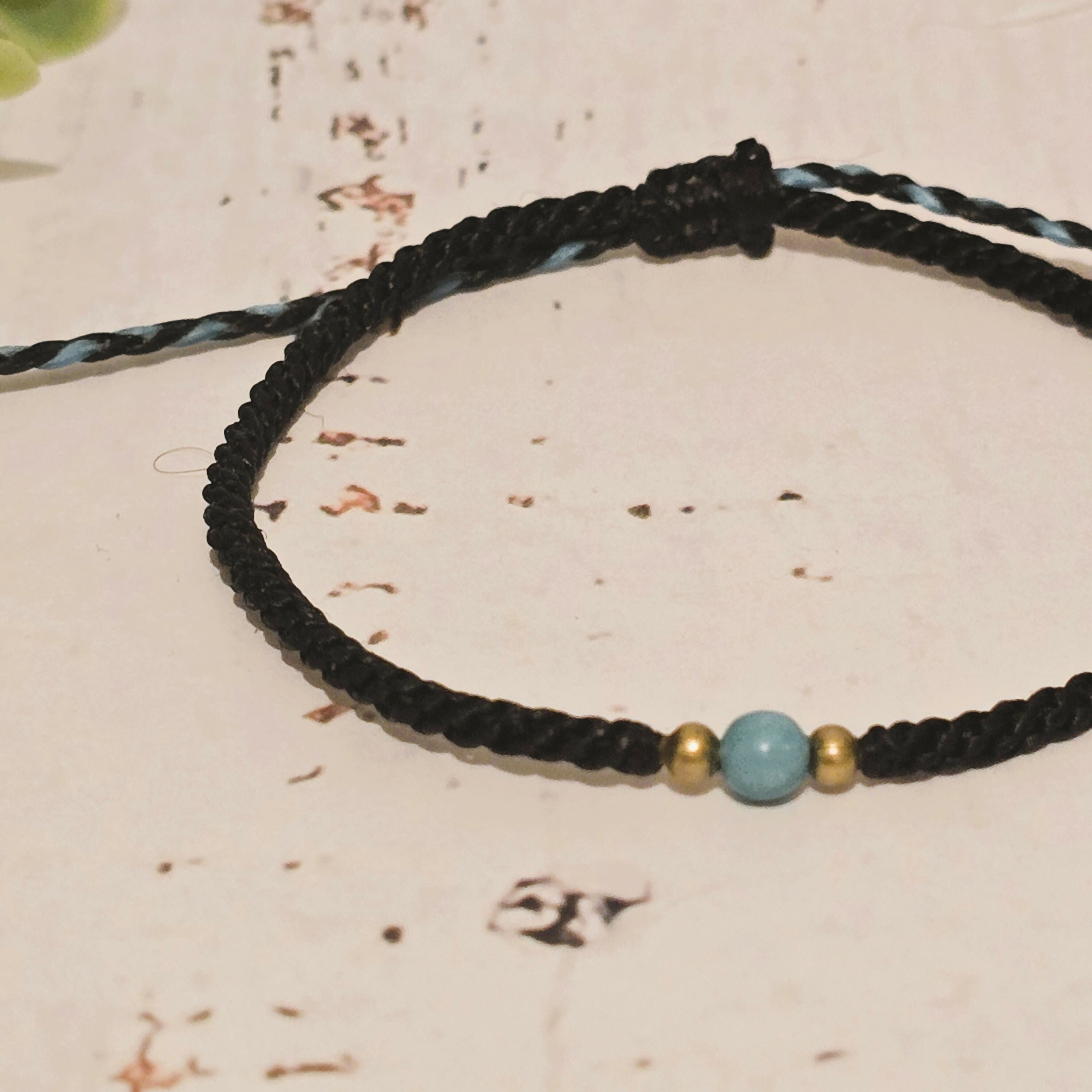Turquoise Birthstone Bracelet; Single Crystal Macrame Adjustible December Gift Bracelet