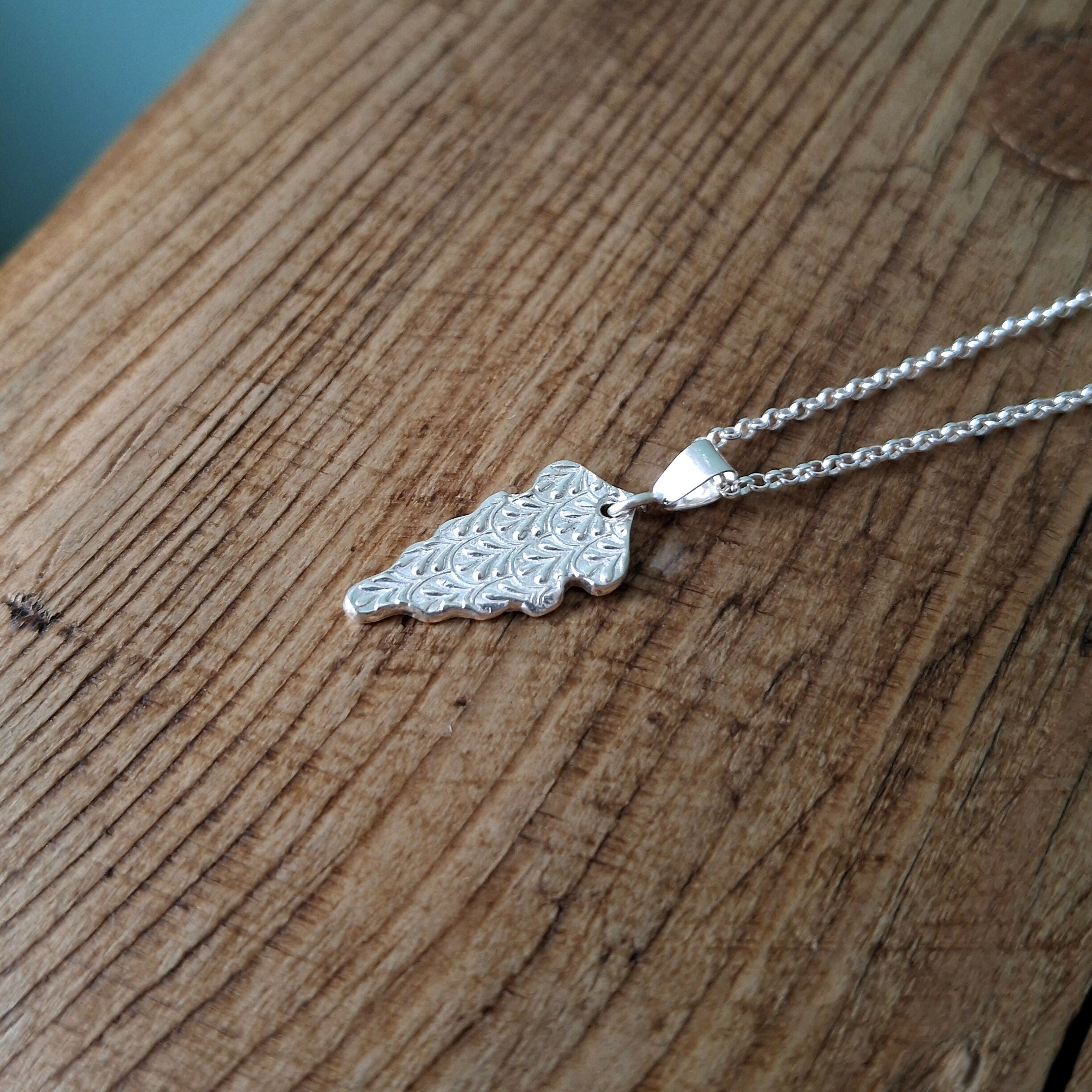 Handmade Fancy Leaf Silver Charm Necklace