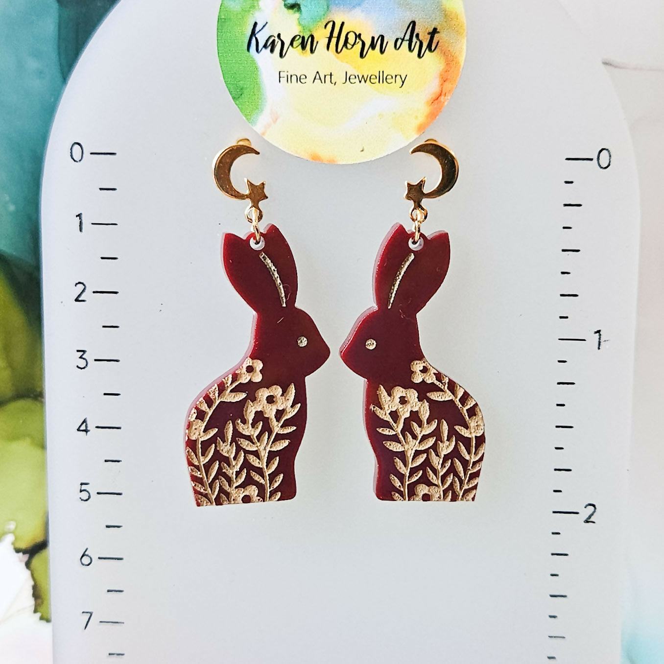 Handmade Brown Hare Resin Earrings