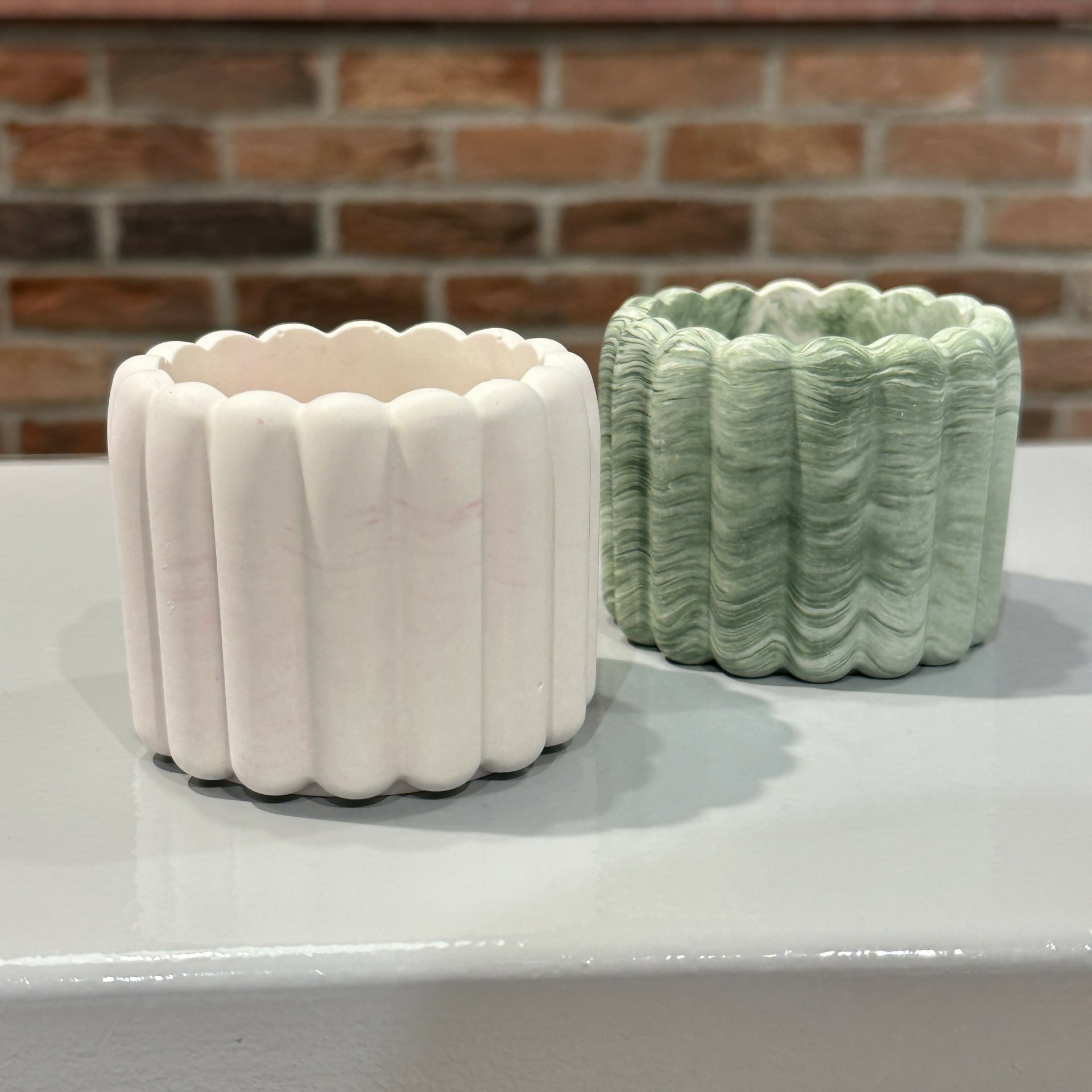Ridged Marble Pot