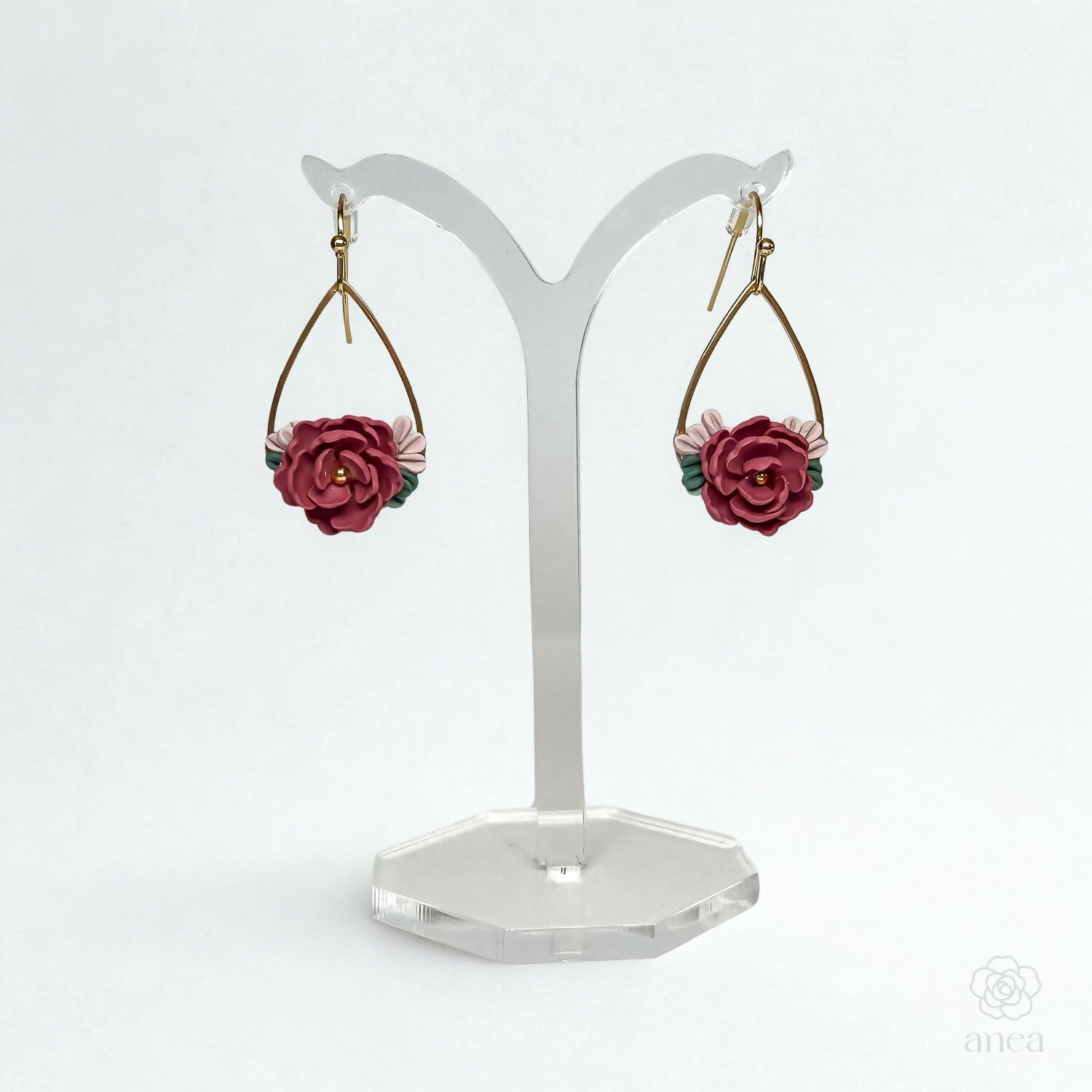 Handcrafted Floral Drop Earrings with Vintage Petal Detail in Blush Pink