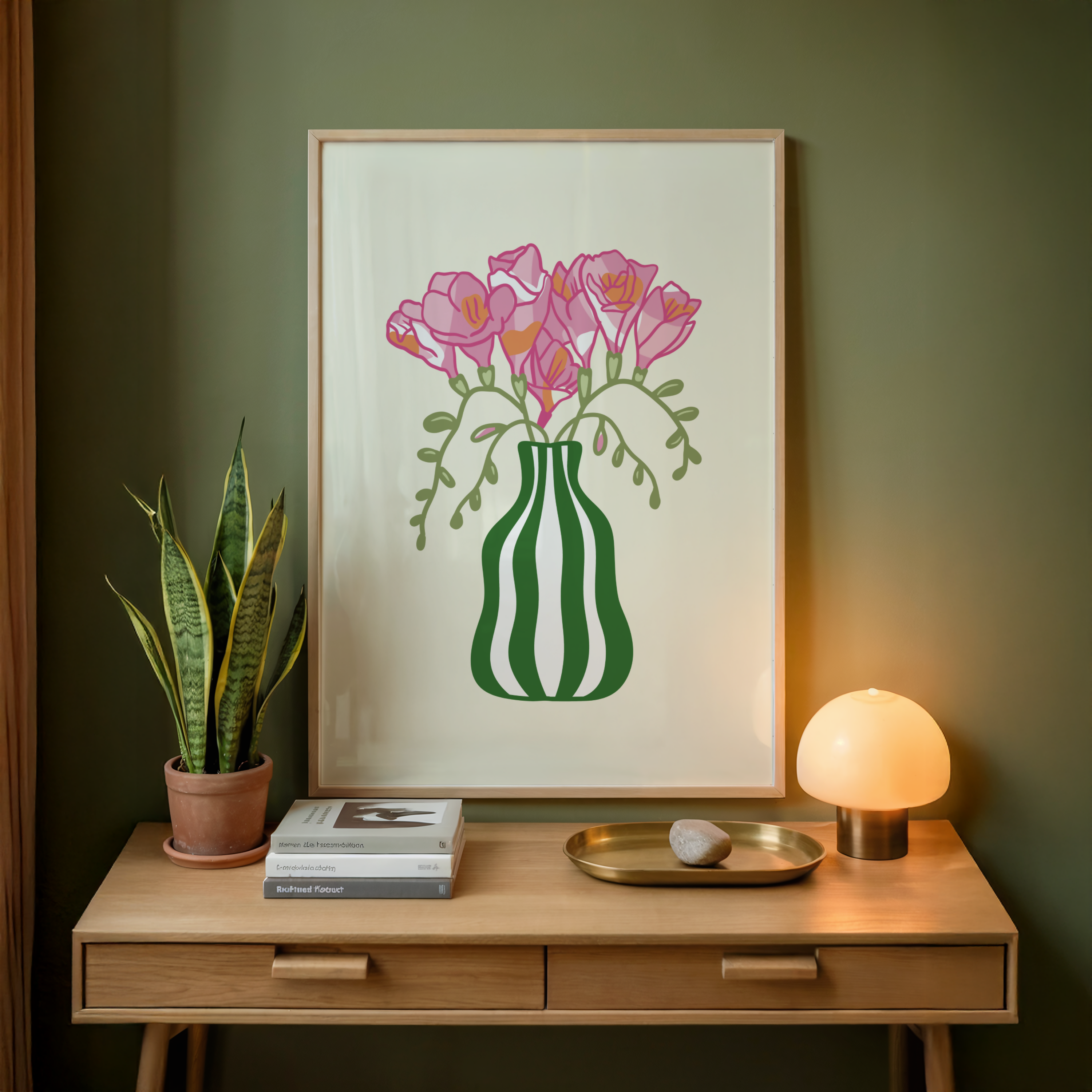 Freesias Flower Vase Print