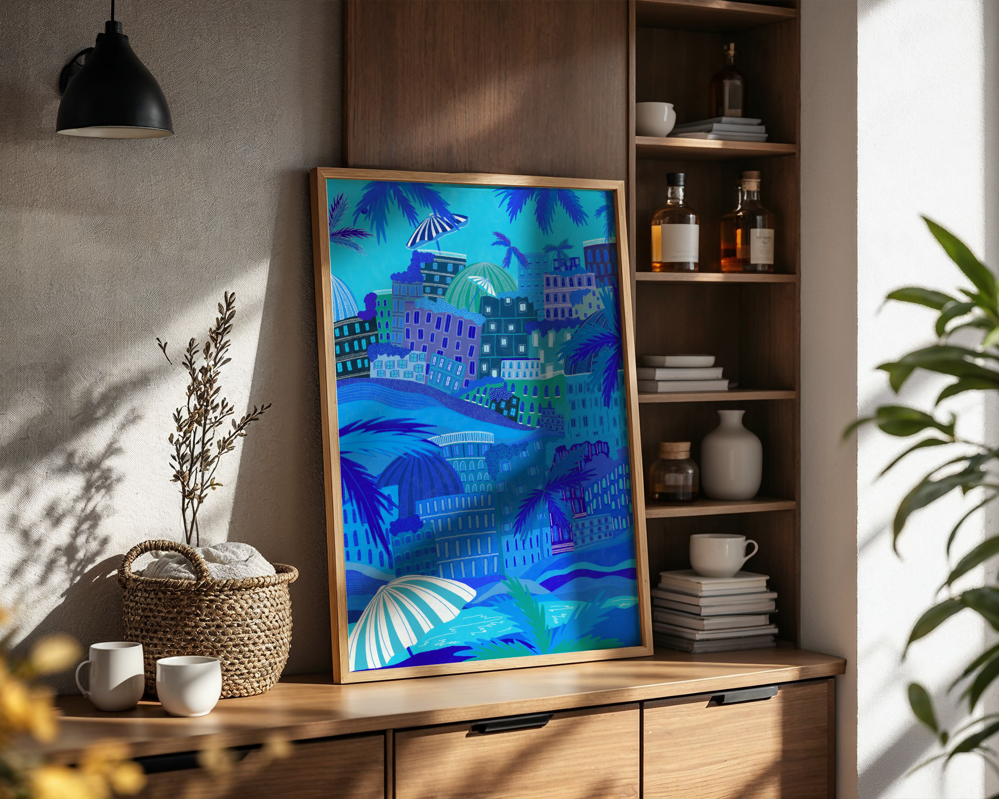 Shades of Bleu A4 hand illustrated print