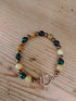 Pure Copper Toggle Catch Bracelet with Copper Hematite, Yellow Jade and Faceted Green Chalcedony