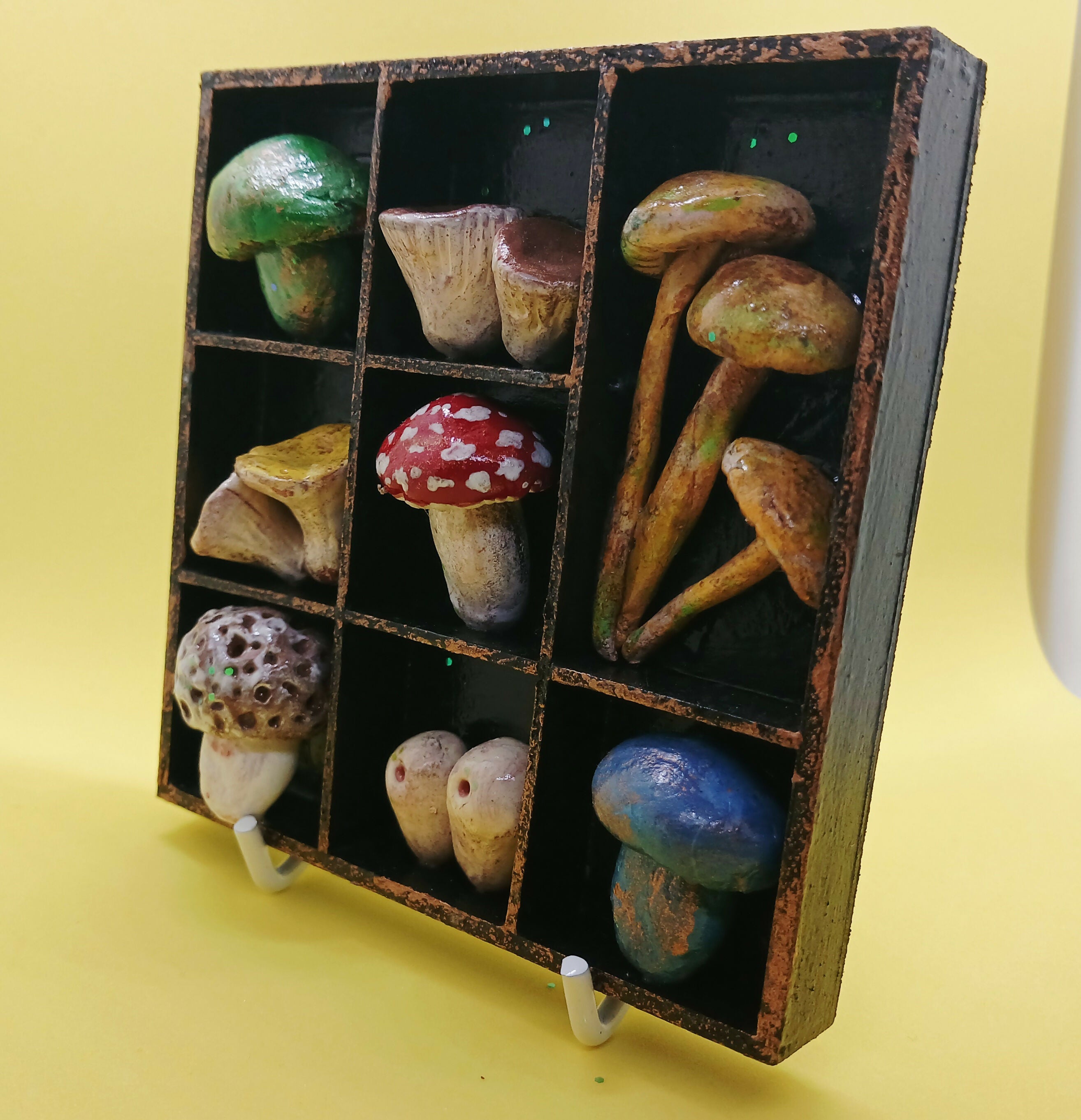 Clay Toadstool Small Wooden Black Painted Trinket Tray