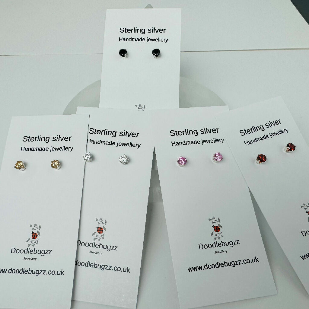 Sterling Silver Cubic Zirconia Stud Earrings 4mm