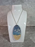 Unique Hand Crafted Double Sided Blue, Cyan, Ivory and Sand Large Oval Pendant - Wood and Resin