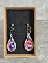 Handcrafted Teardrop Shaped Red, White And Blue Earrings