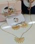 Gold Half Sun Fan Earrings on Gold Plated Huggie