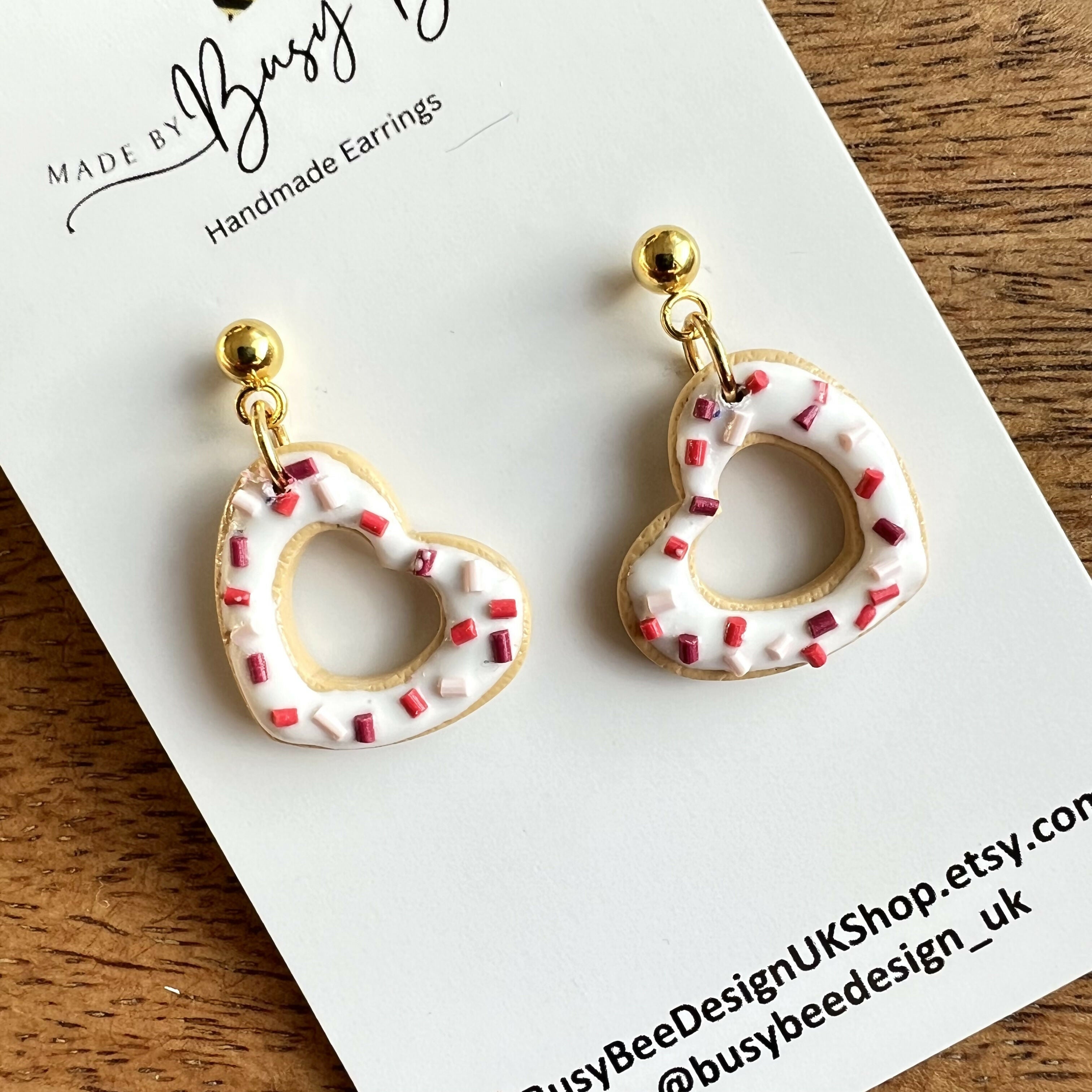 Valentines Day Dangle Earrings / Handmade Polymer Clay Jewellery