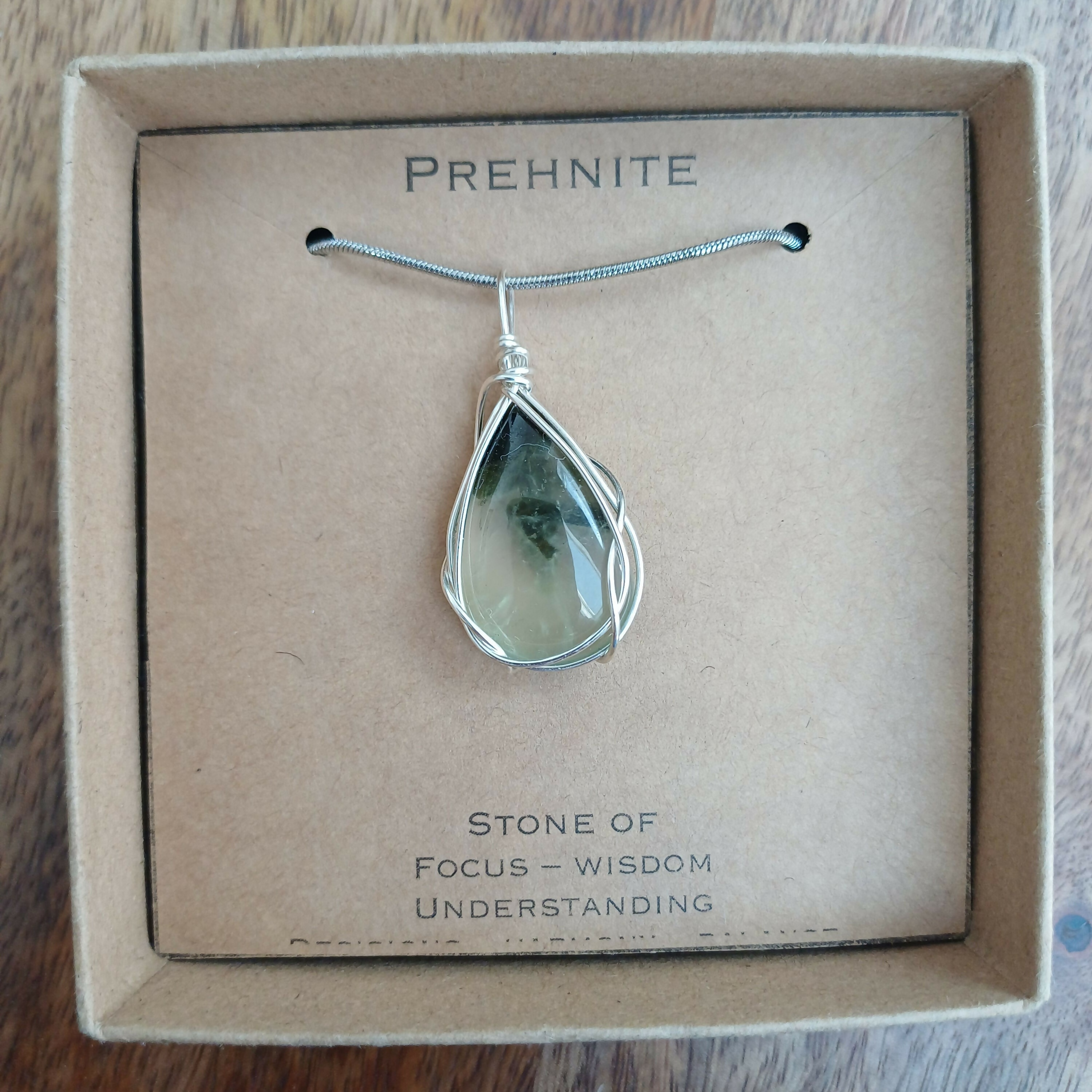 Prehnite Wire Wrapped Pendant