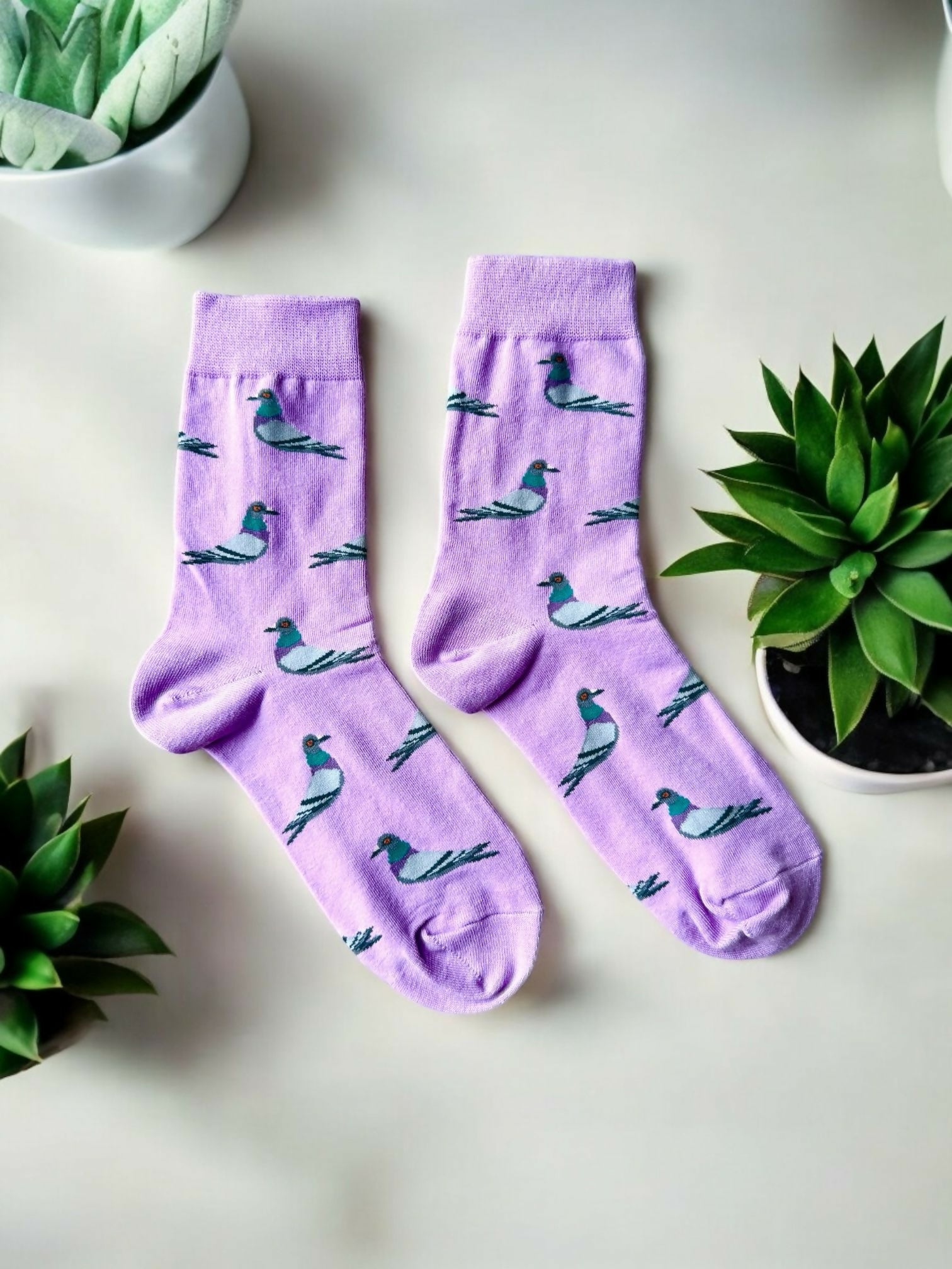 Lilac Pigeon Socks