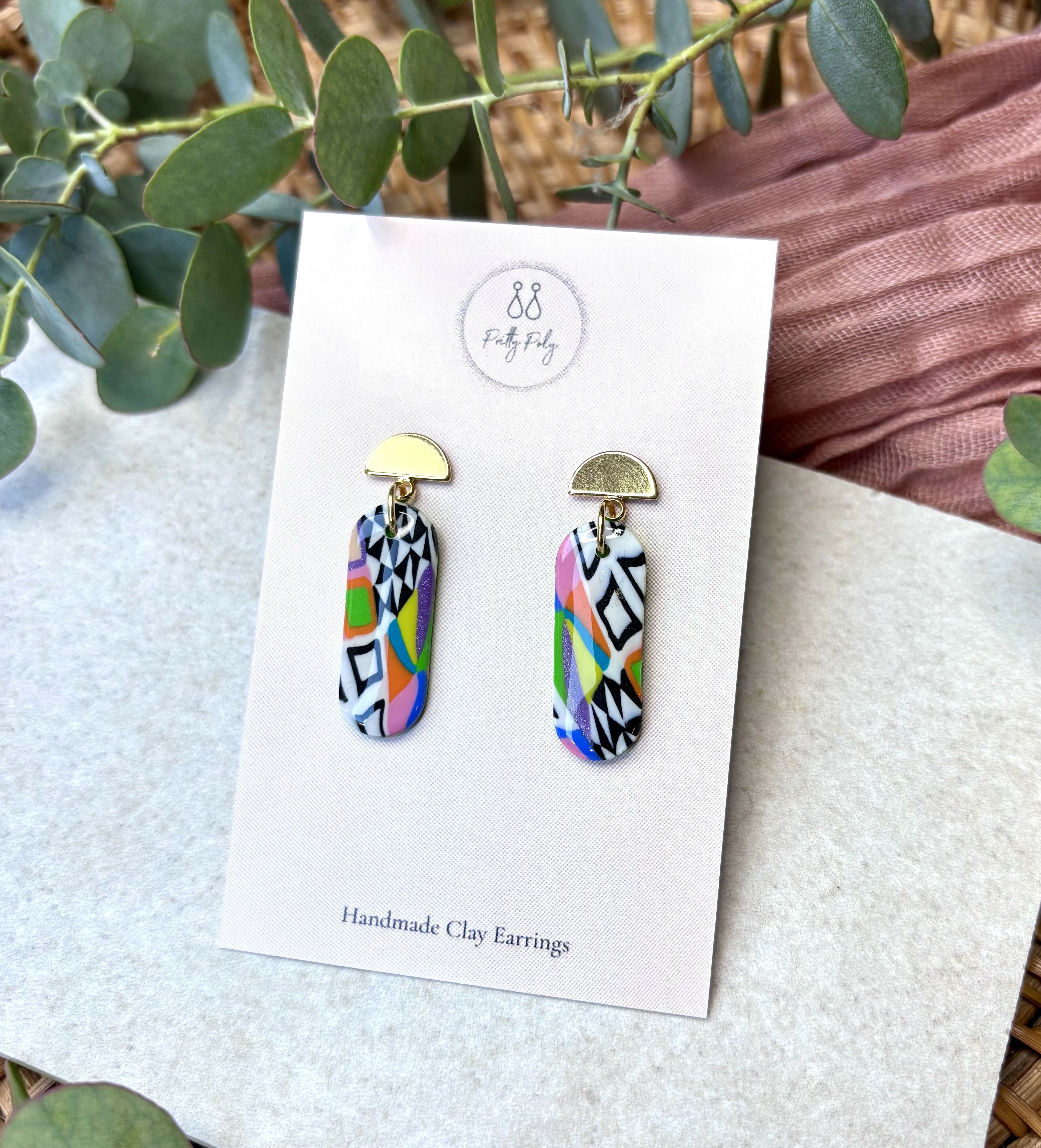 Funky Pattern Collection - Medium Dangles Polymer Clay Earrings