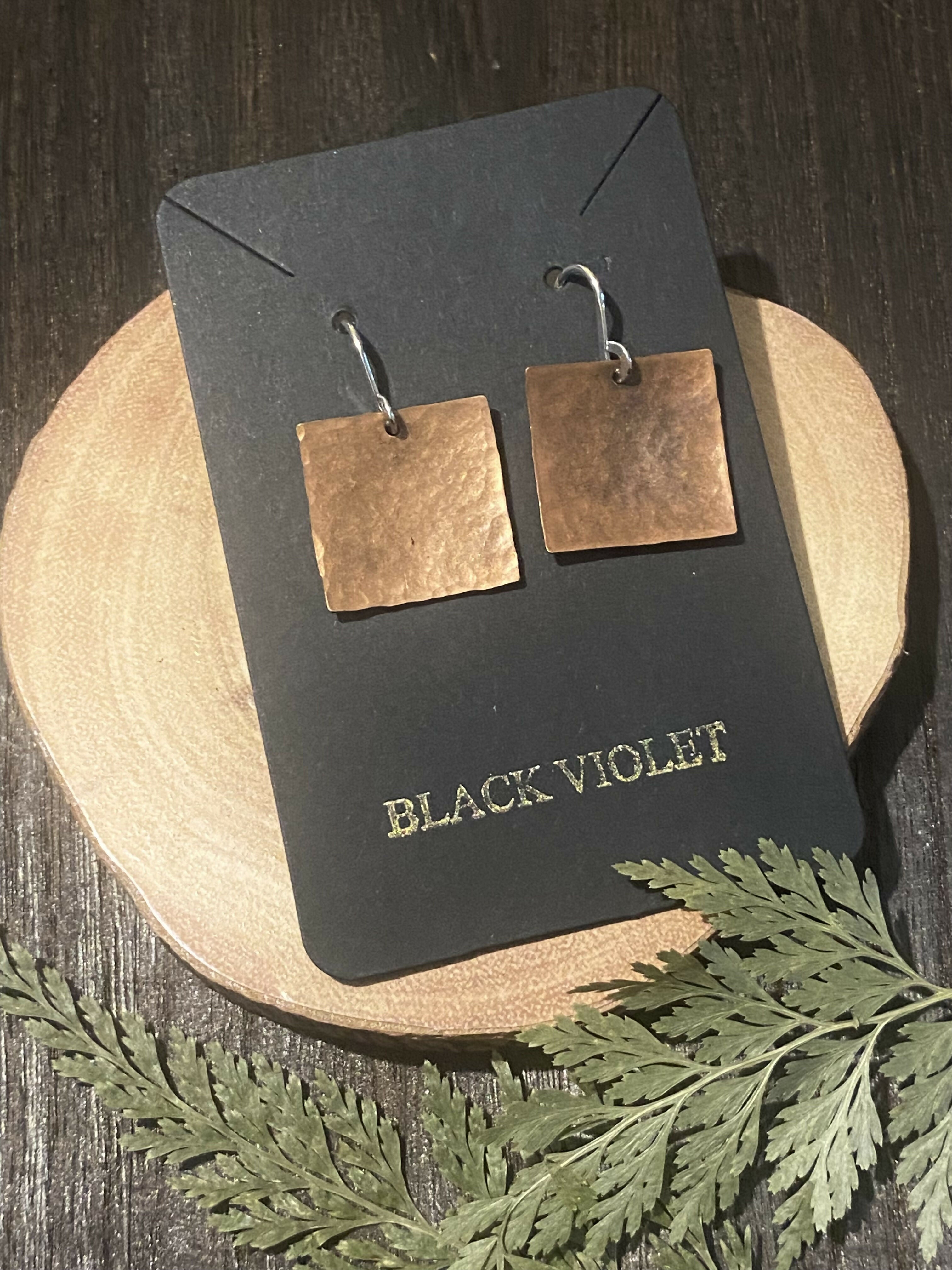 Hammered Square Earrings