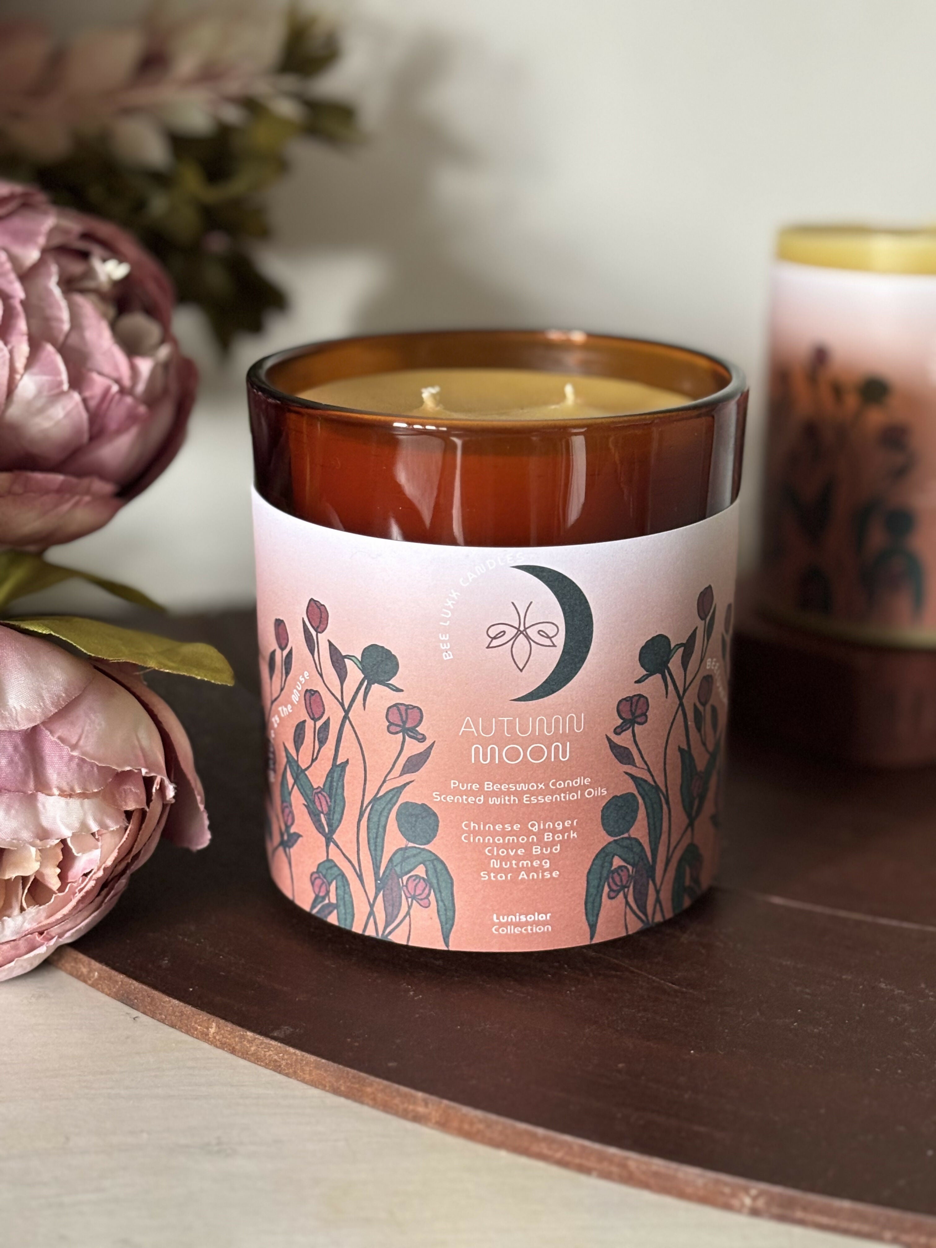Autumn Moon - 100% Natural Essential Oil & Beeswax Candle In Glass Jar