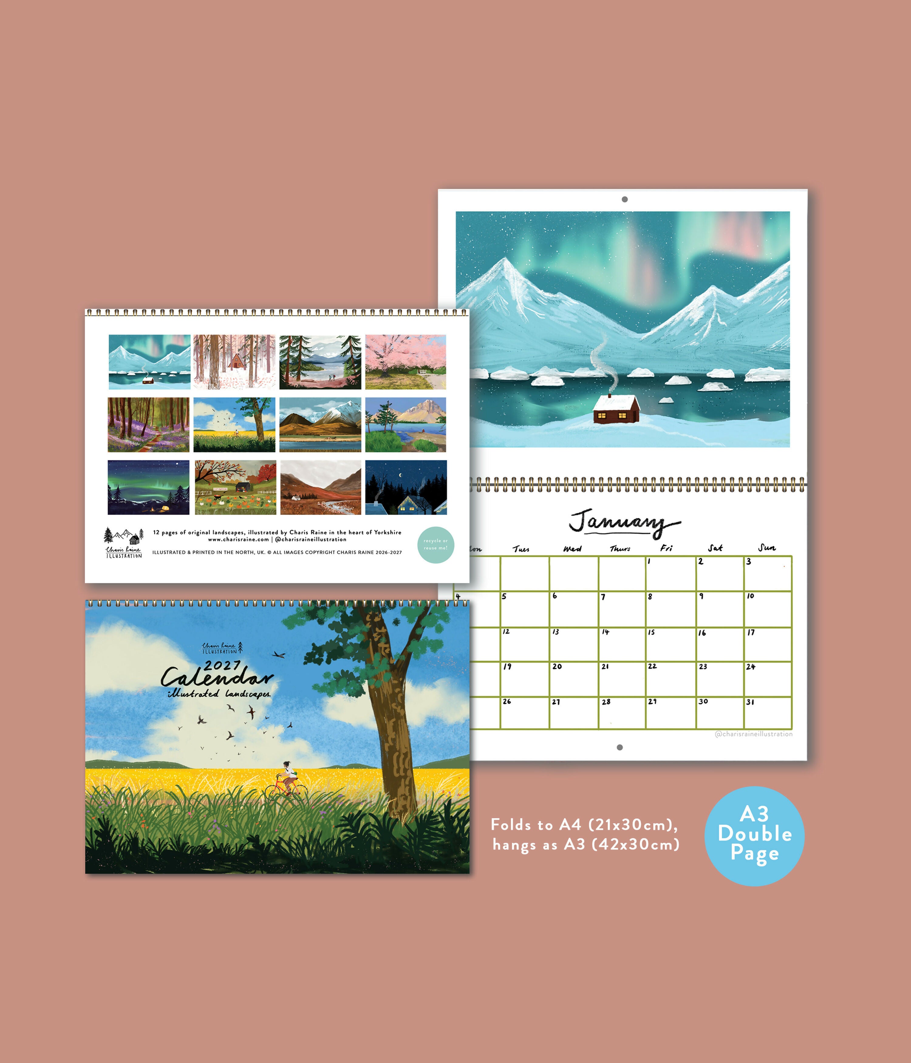 2027 Illustrated Landscapes Calendar A3