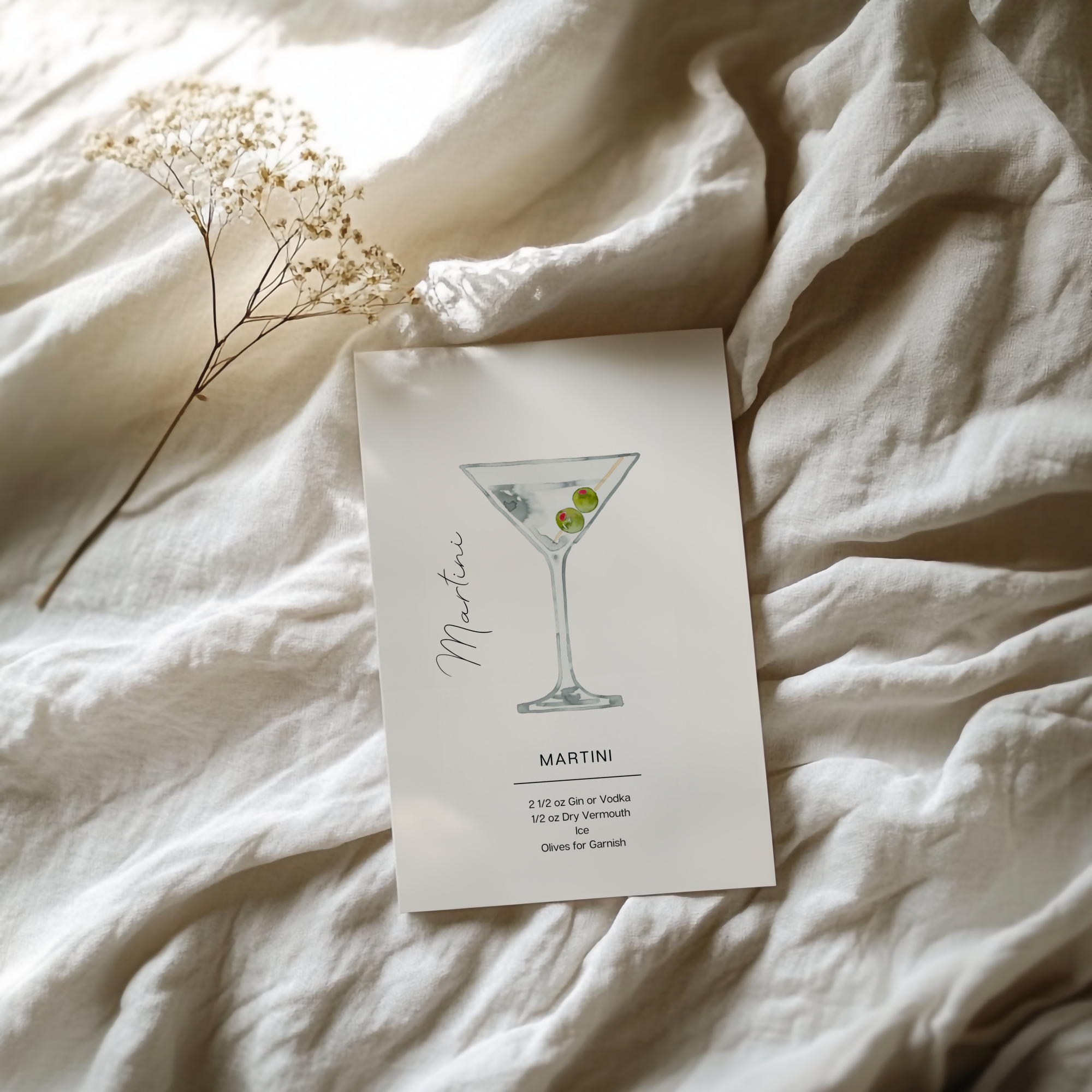 Martini Recipe Cocktail Art Print