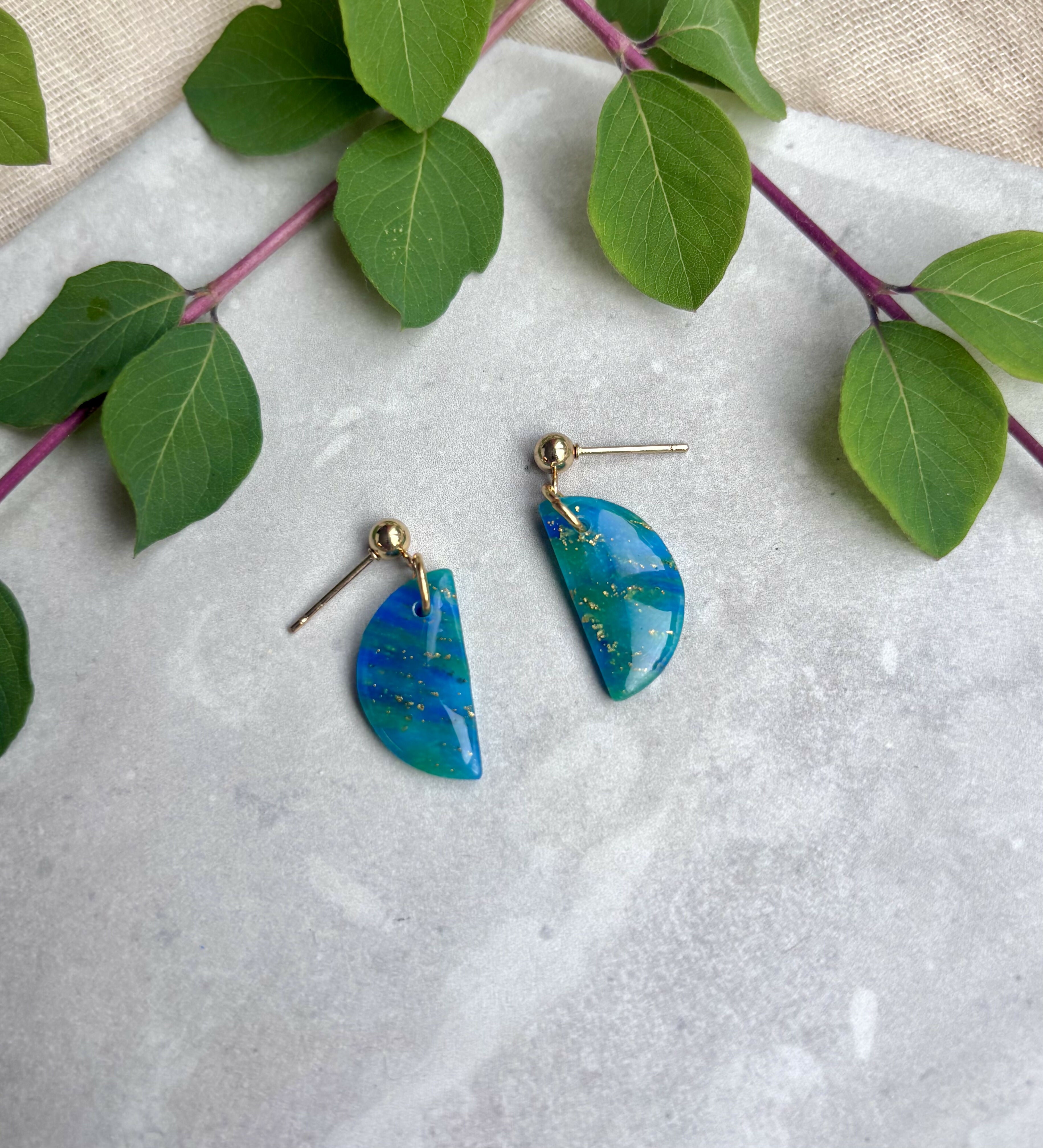 Ocean Dream Collection - Small Semi Circle Polymer Clay Earrings