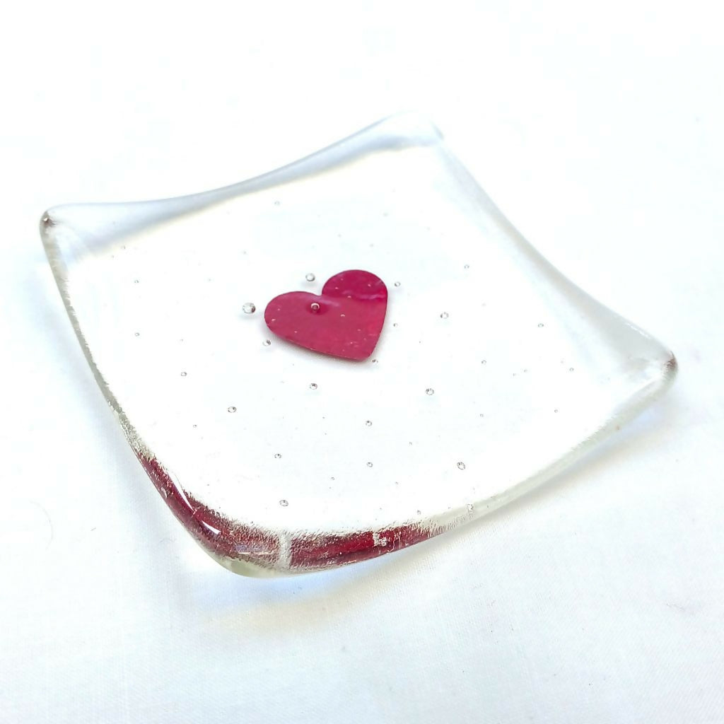 Small Fused Glass Heart Dish