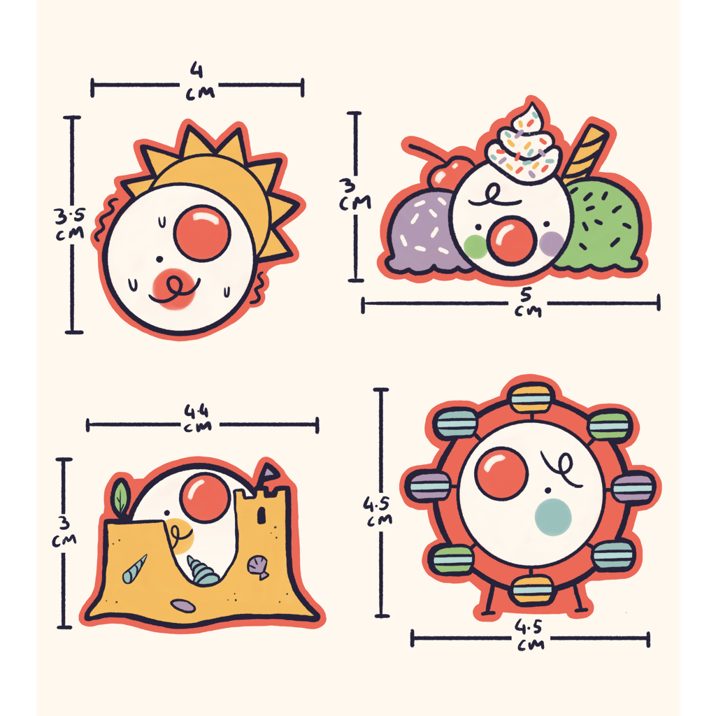 'Clown Summer' Sticker Sheet