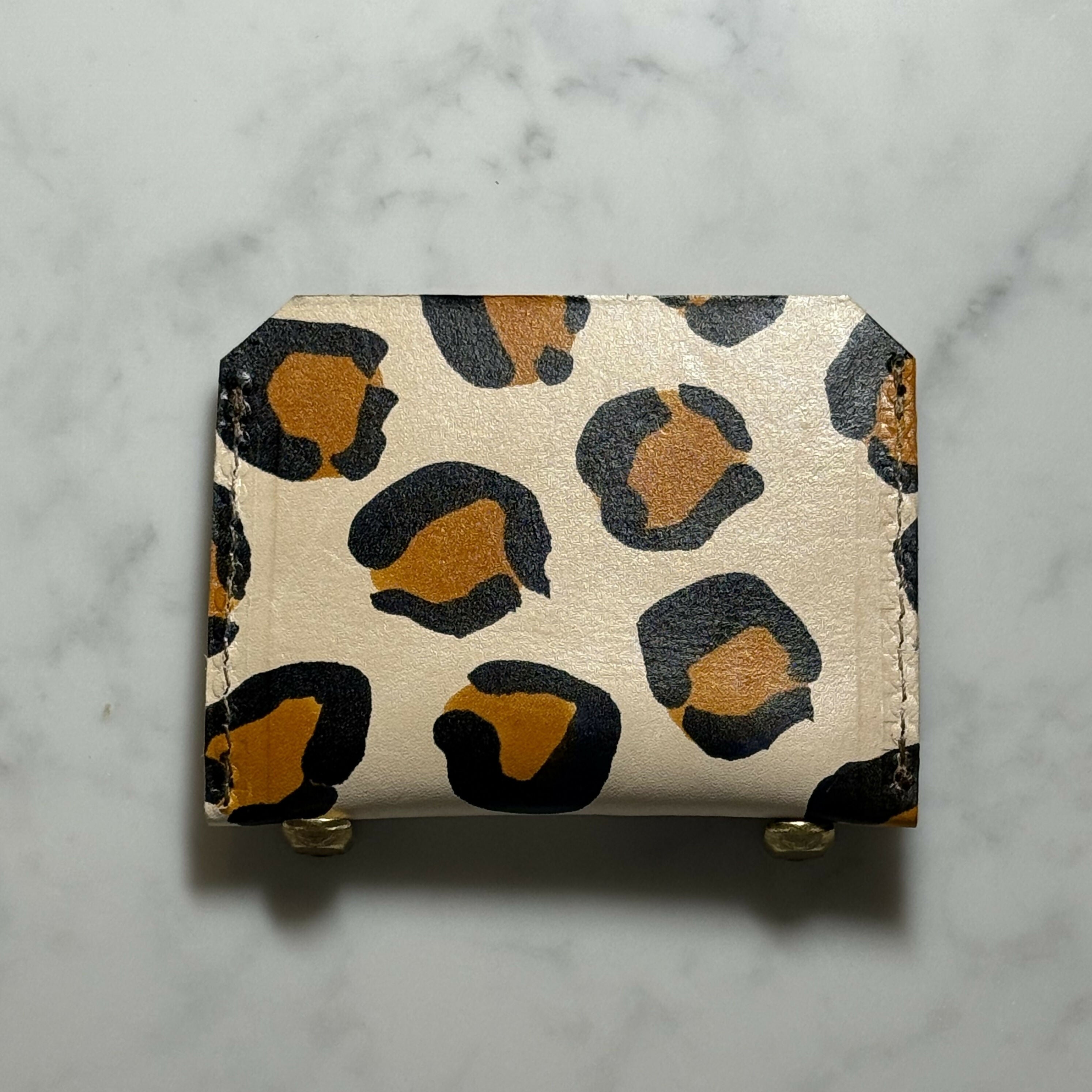 Hand Painted leopard Red cardholder