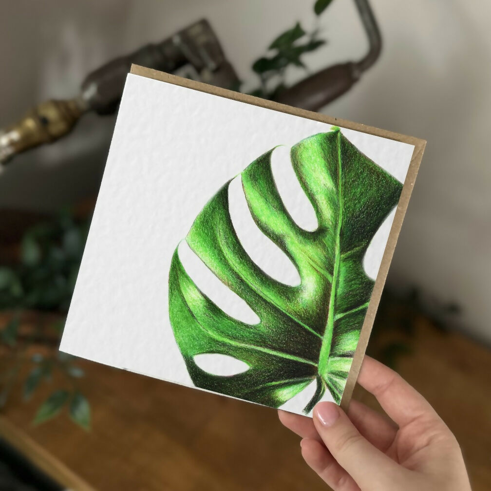 Monstera Plant Greeting Card – Botanical Art – Blank Inside