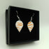 White Enamel Teardrop Earrings with Tangerine Orange Stripes