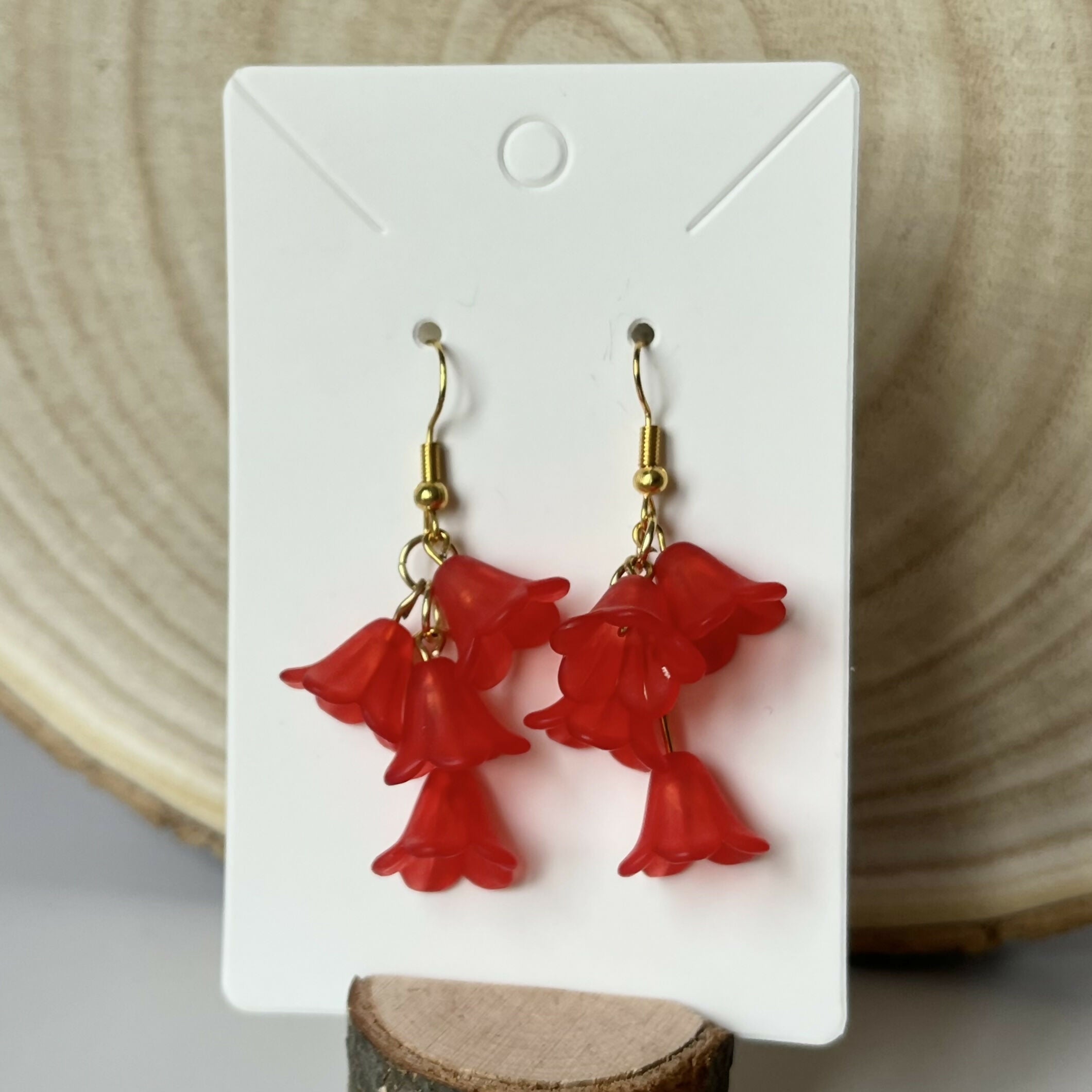 Cascading Red Flower Earrings