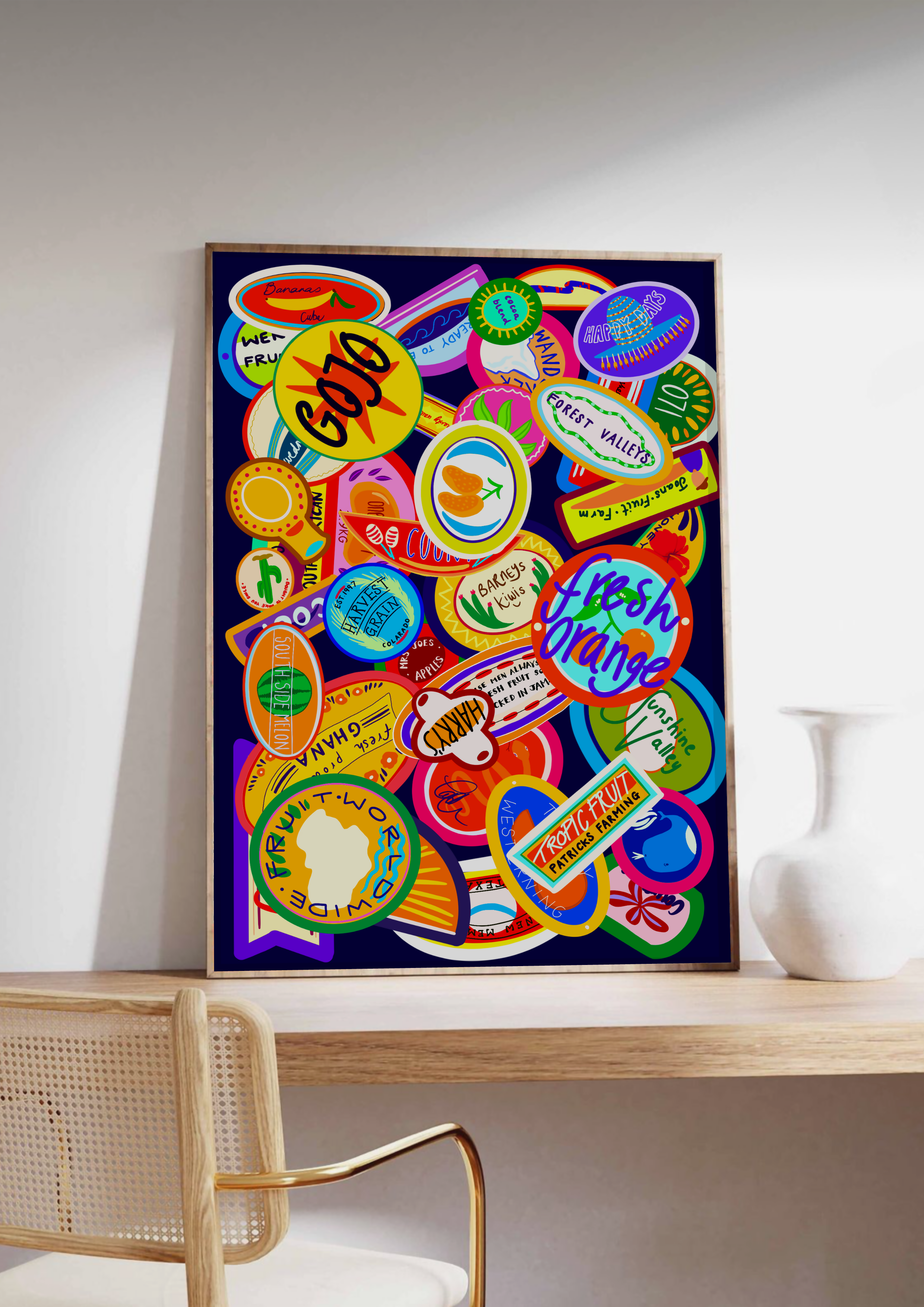 Fruit Sticker Art Print
